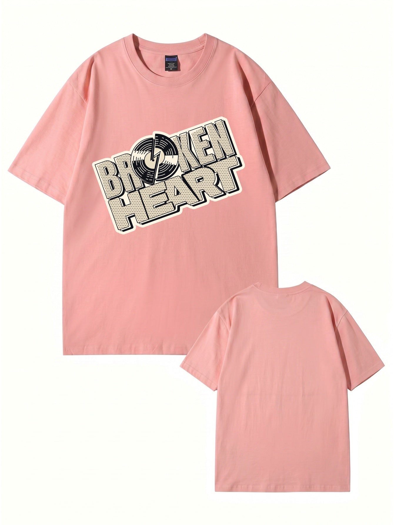 Broken Heart Vinyl Record Graphic Print Streetwear T-Shirt