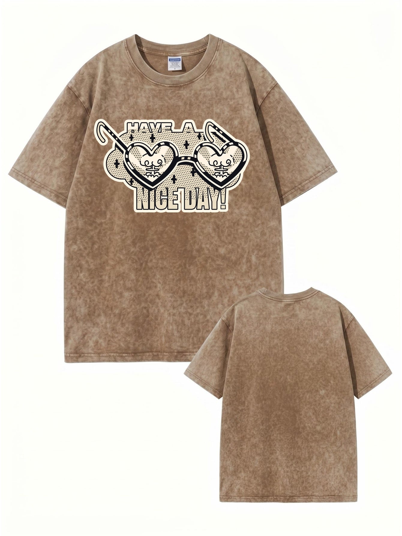 Vintage Washed Graphic T-Shirt - Have A Nice Day Heart Sunglasses Print
