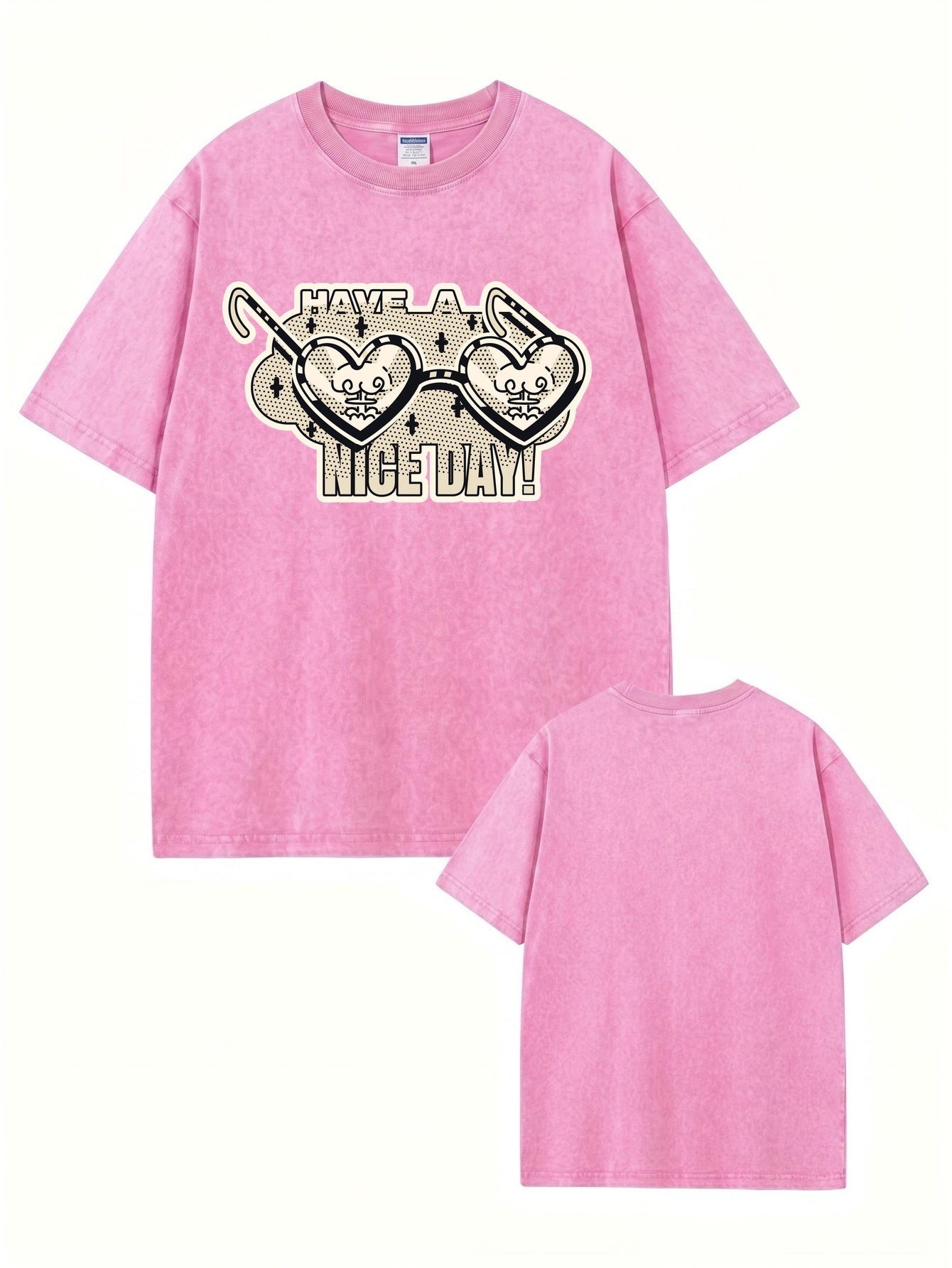 Vintage Washed Graphic T-Shirt - Have A Nice Day Heart Sunglasses Print