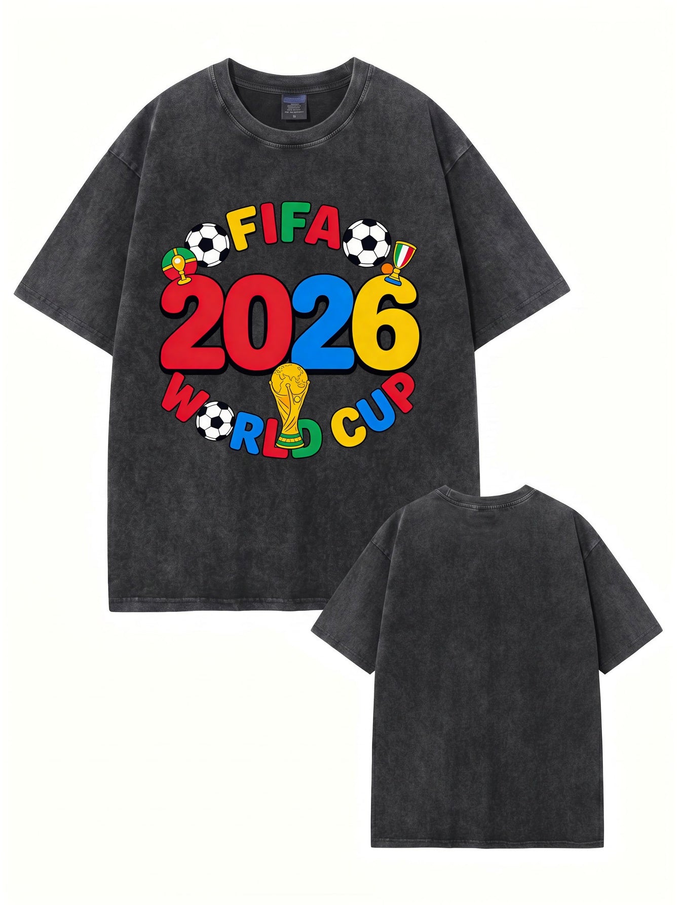 2026 FIFA World Cup Graphic T-Shirt - Vintage Washed Cotton Streetwear
