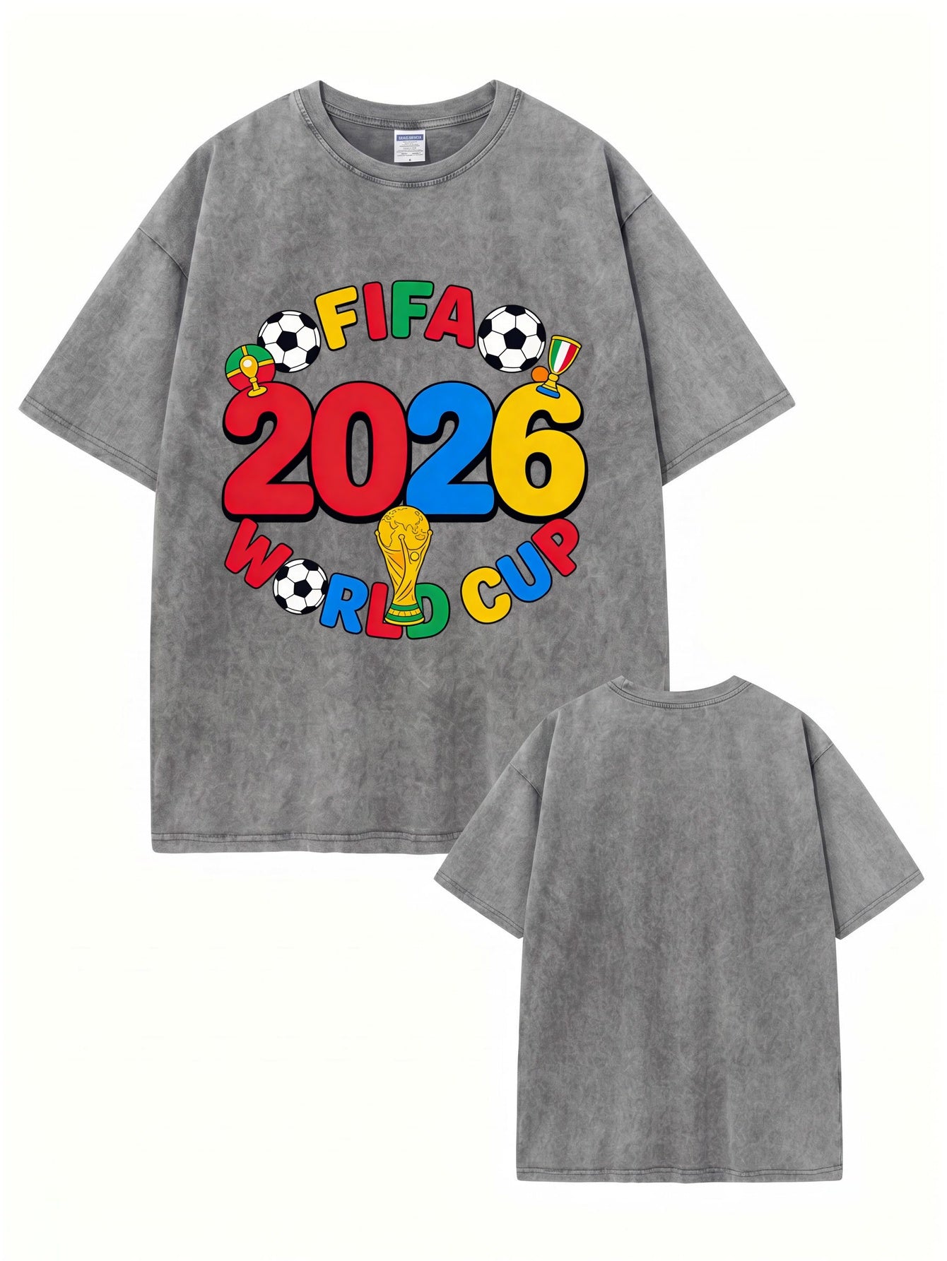 2026 FIFA World Cup Graphic T-Shirt - Vintage Washed Cotton Streetwear