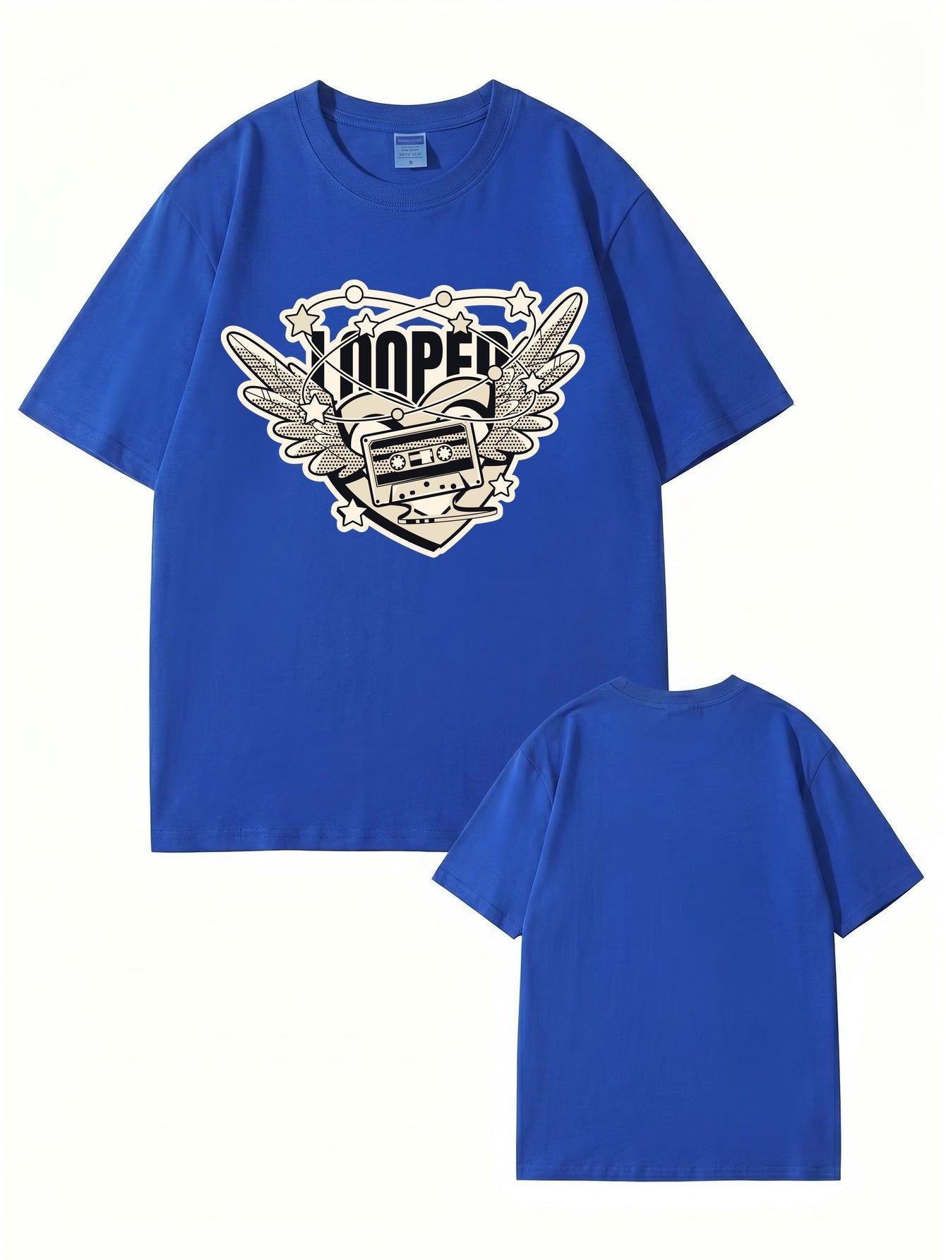 Retro Cassette Wing Graphic Print Men's 200gsm Cotton T-Shirt