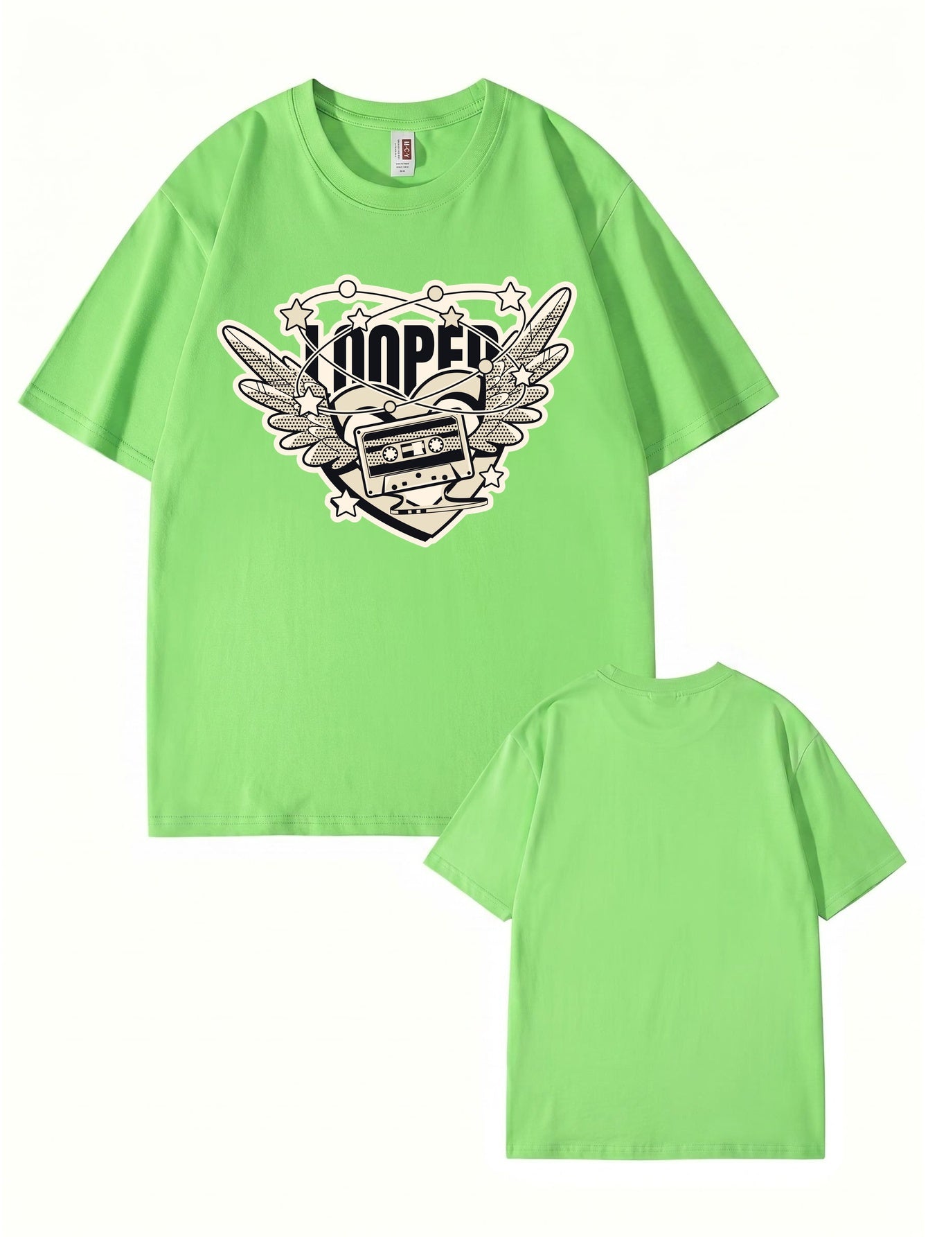 Retro Cassette Wing Graphic Print Men's 200gsm Cotton T-Shirt
