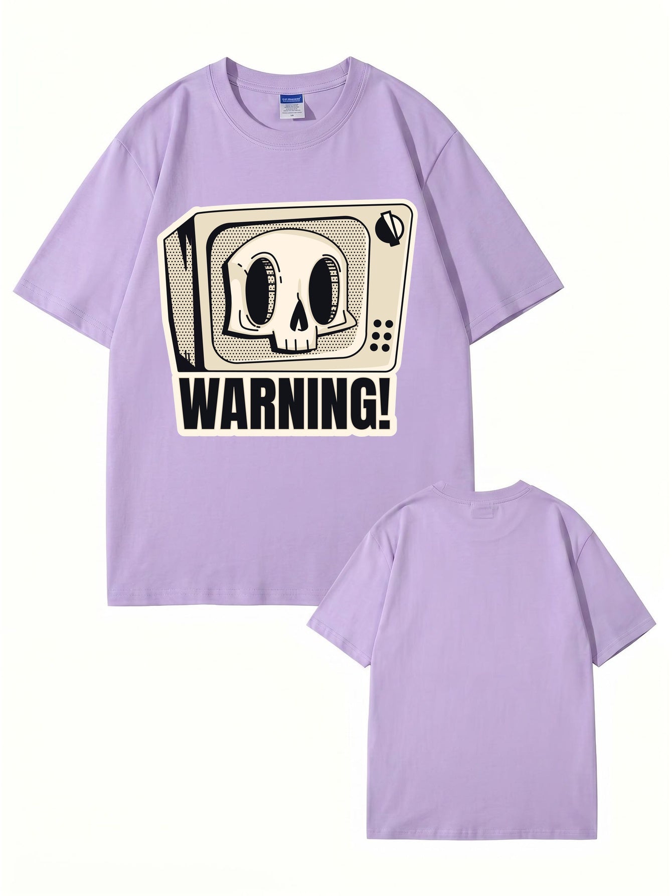 Skull TV Graphic Print Warning T-Shirt - Streetwear Cotton Tee