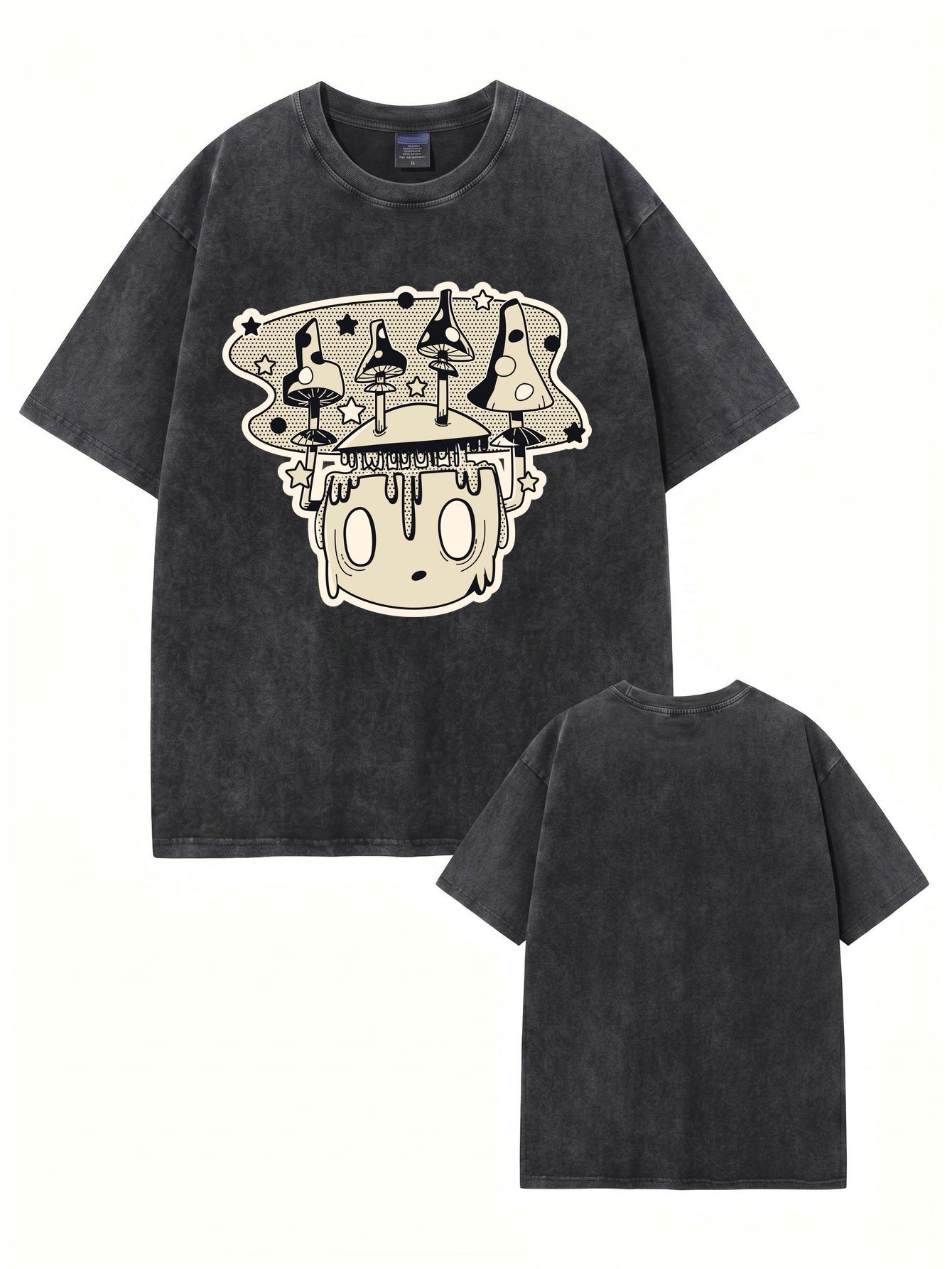 Vintage Washed Mushroom Graphic T-Shirt | Streetwear Oversized Cotton Tee