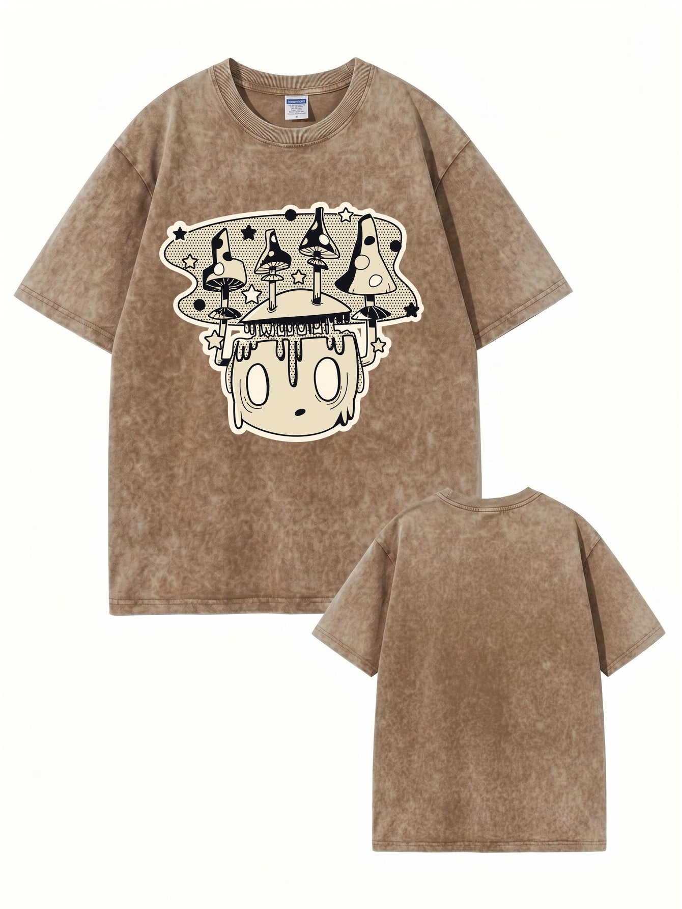 Vintage Washed Mushroom Graphic T-Shirt | Streetwear Oversized Cotton Tee