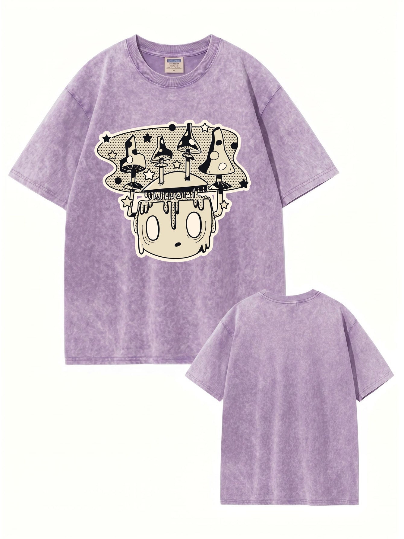 Vintage Washed Mushroom Graphic T-Shirt | Streetwear Oversized Cotton Tee