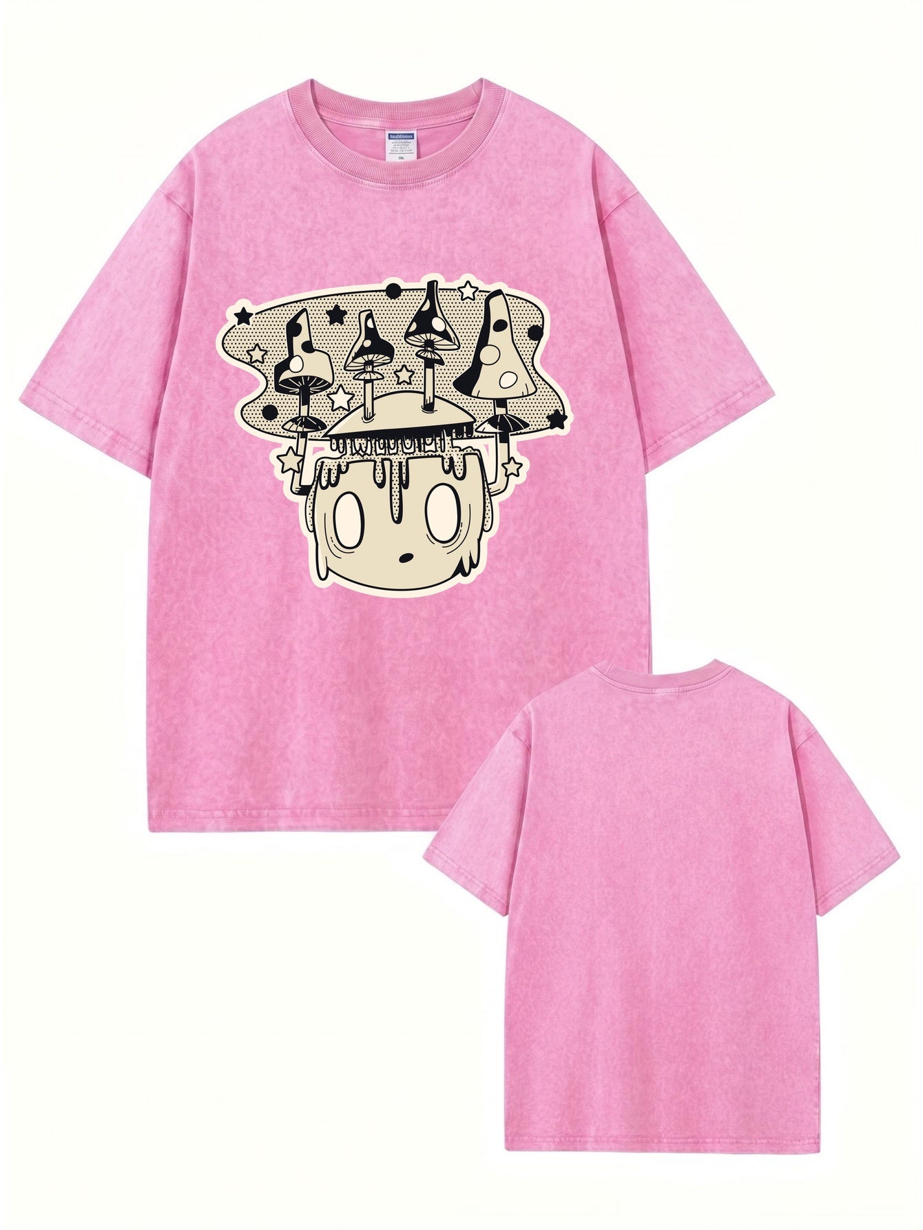Vintage Washed Mushroom Graphic T-Shirt | Streetwear Oversized Cotton Tee
