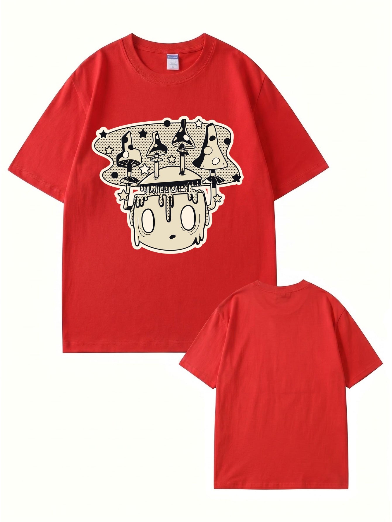 Mushroom Head Graphic Print Unisex Cotton T-Shirt
