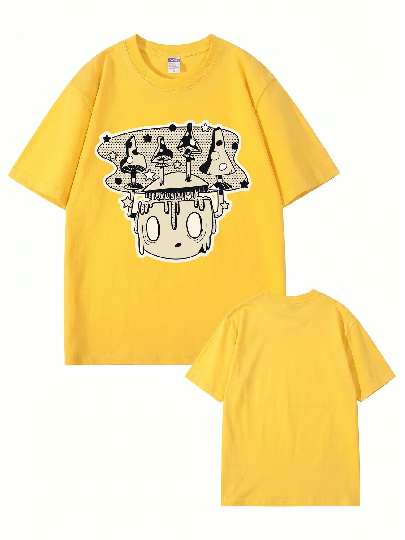 Mushroom Head Graphic Print Unisex Cotton T-Shirt