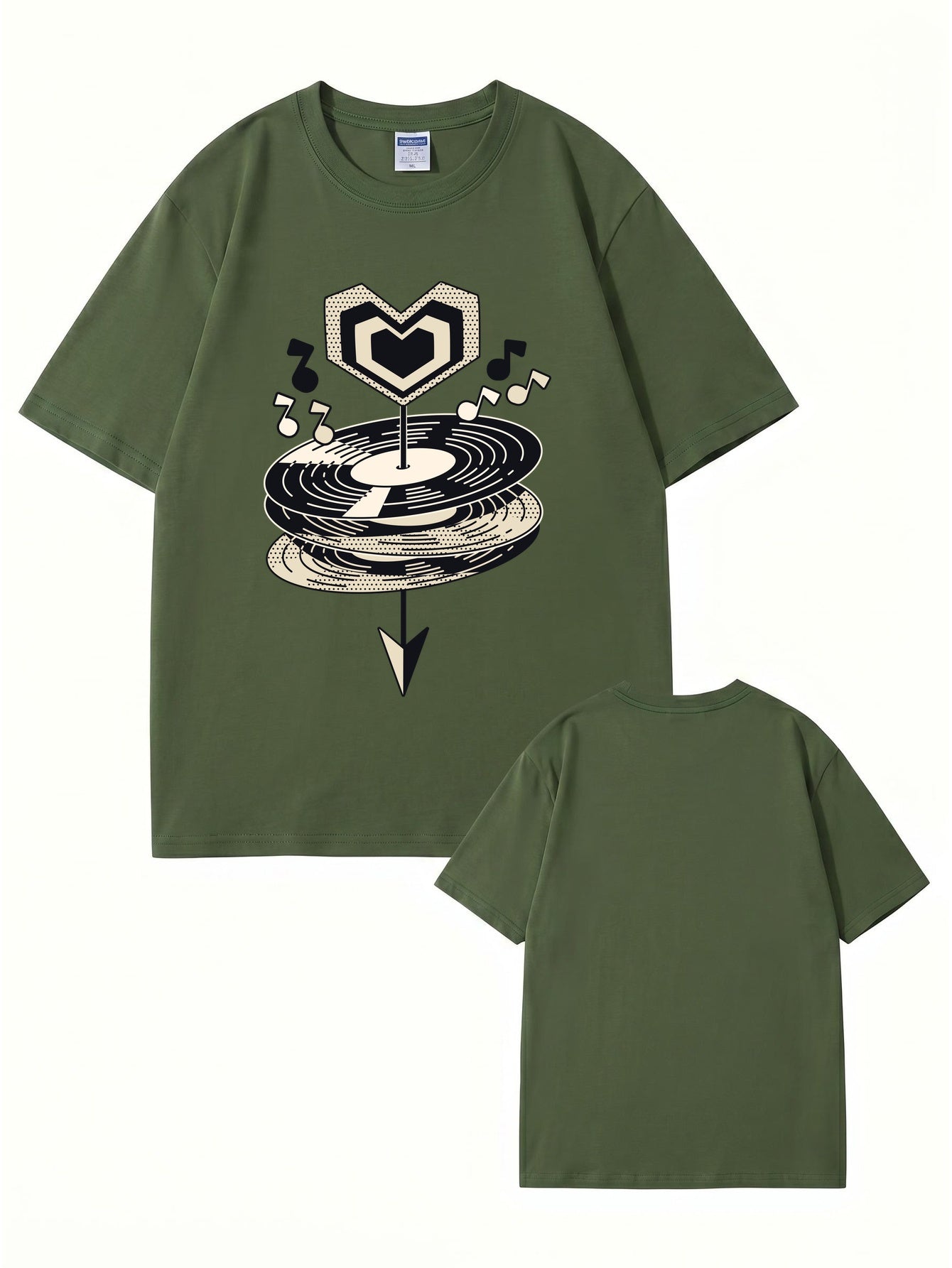 Heart Vinyl Record Music Graphic Print T-Shirt - Premium Cotton Tee