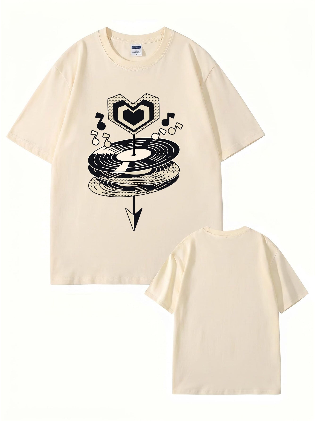 Heart Vinyl Record Music Graphic Print T-Shirt - Premium Cotton Tee