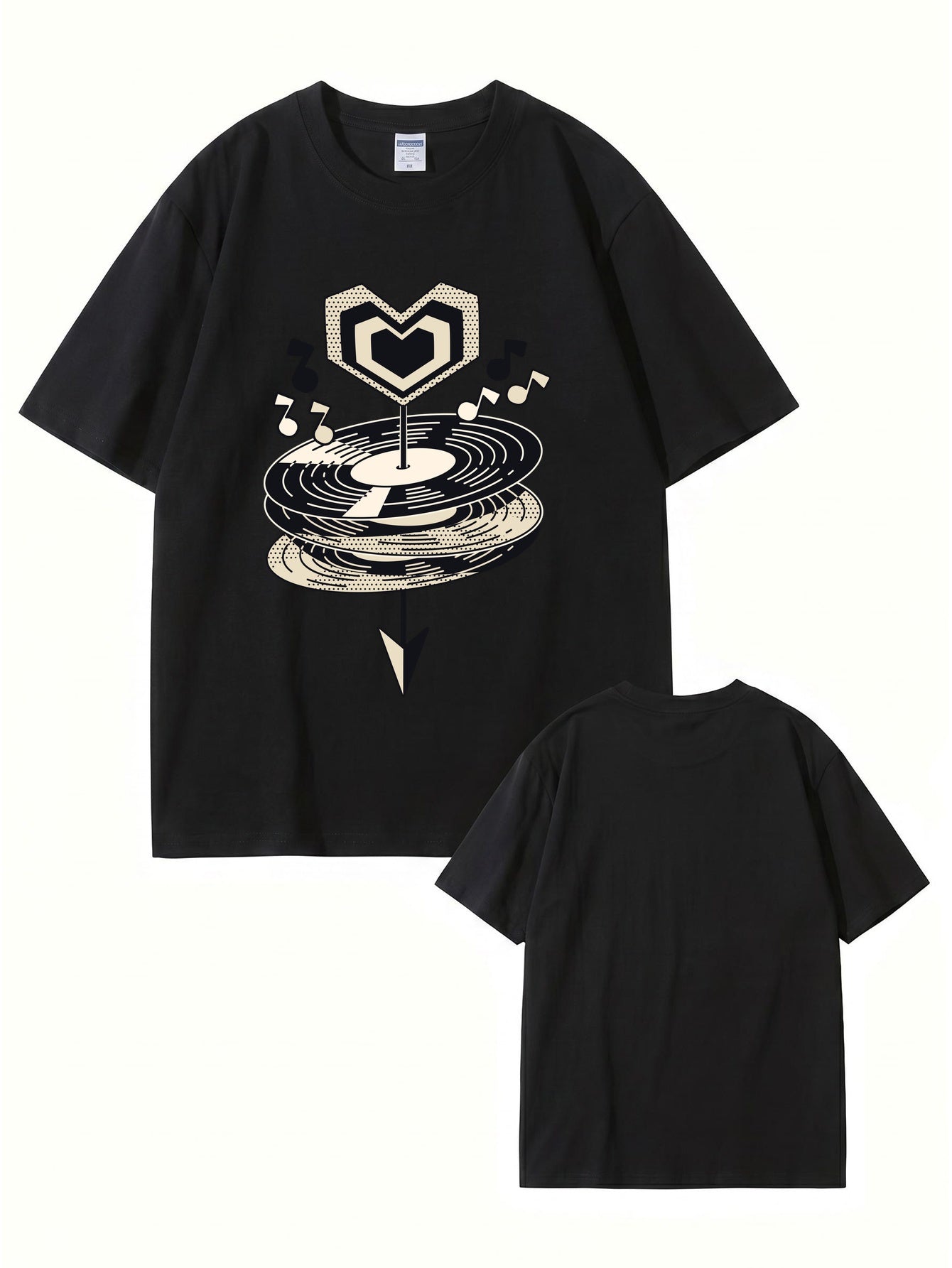 Heart Vinyl Record Music Graphic Print T-Shirt - Premium Cotton Tee