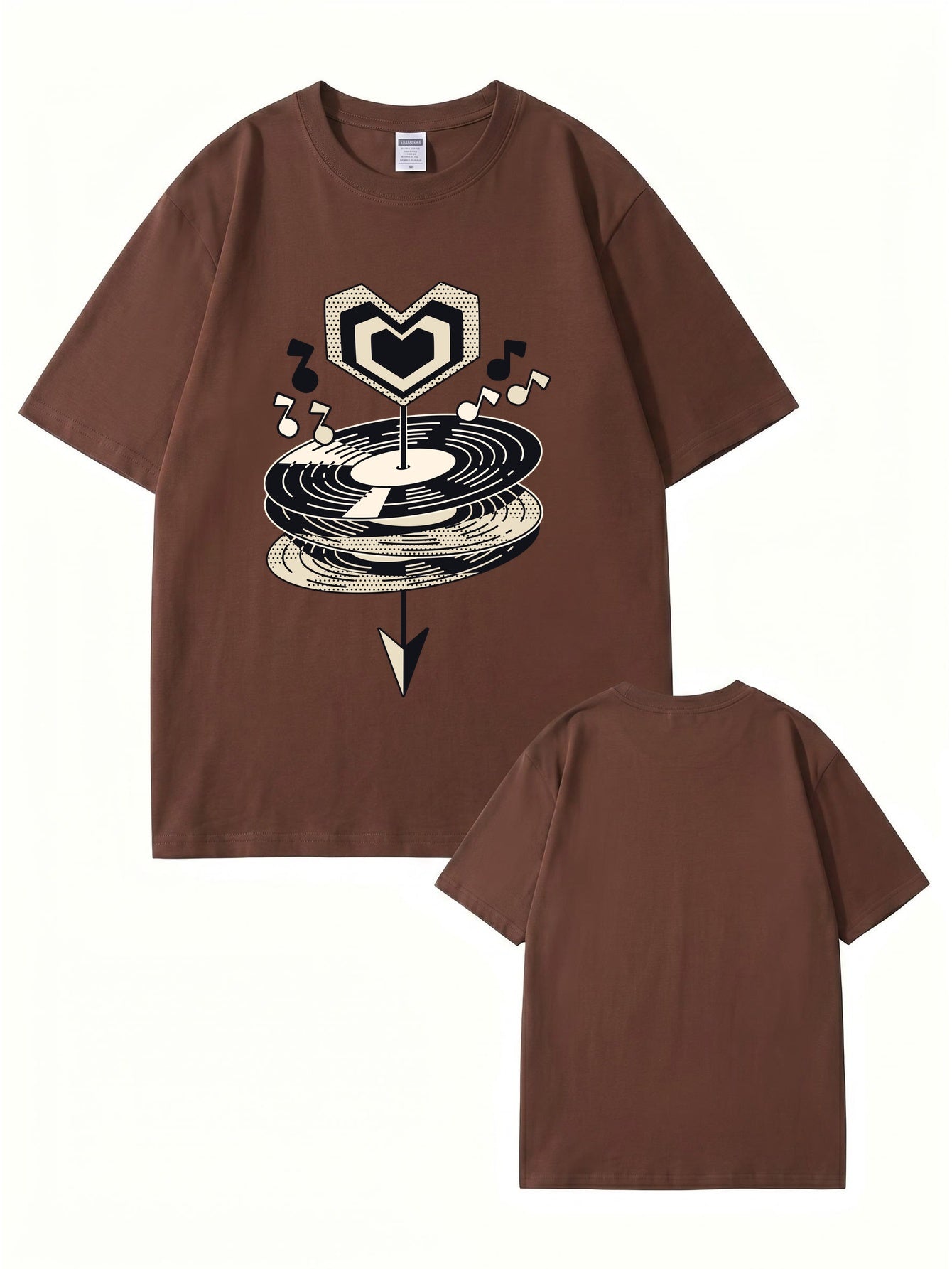 Heart Vinyl Record Music Graphic Print T-Shirt - Premium Cotton Tee