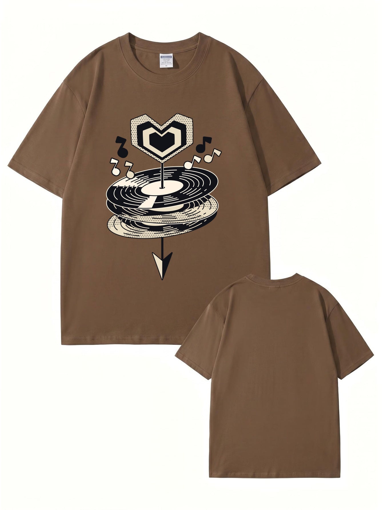 Heart Vinyl Record Music Graphic Print T-Shirt - Premium Cotton Tee