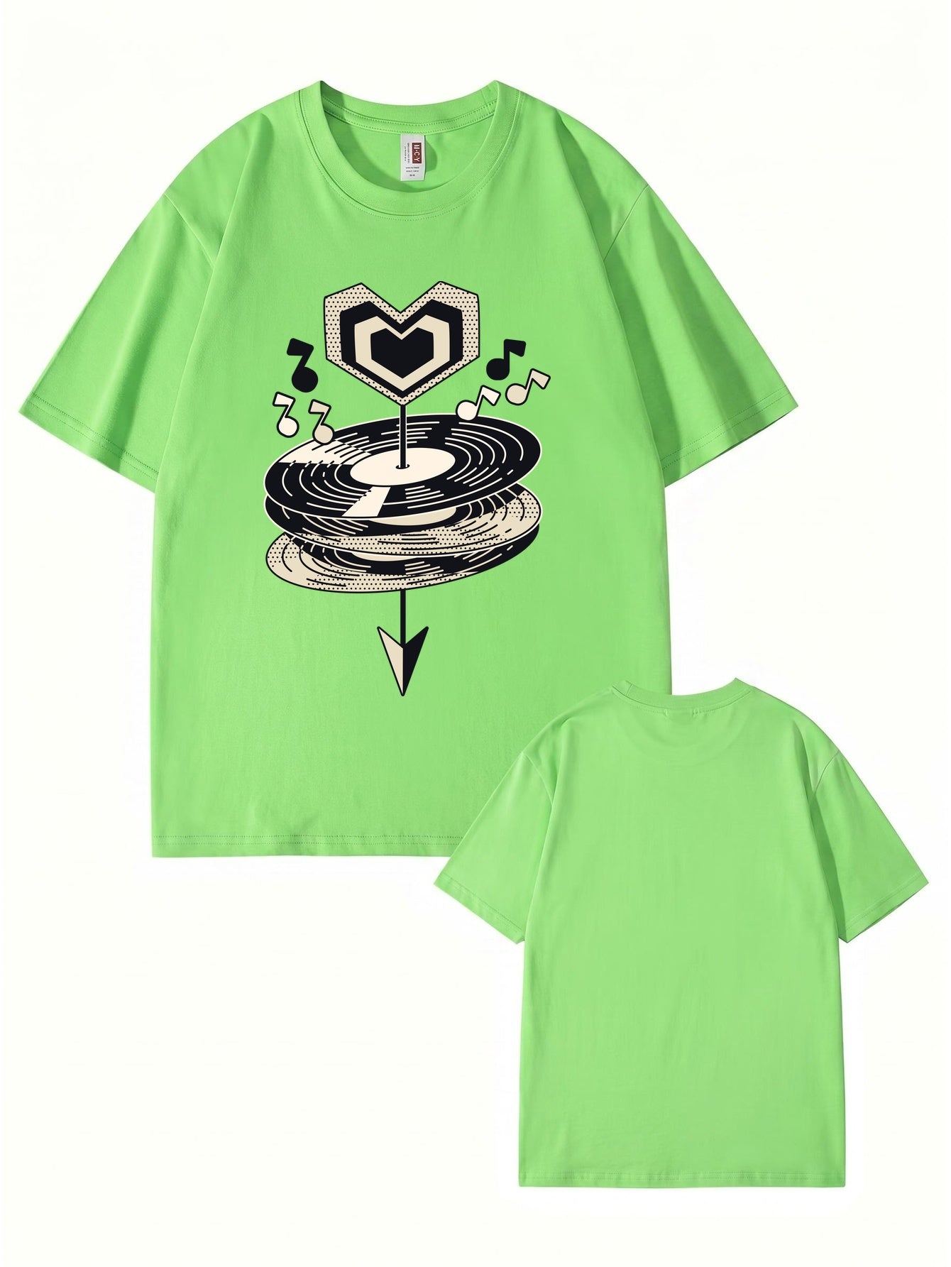 Heart Vinyl Record Music Graphic Print T-Shirt - Premium Cotton Tee