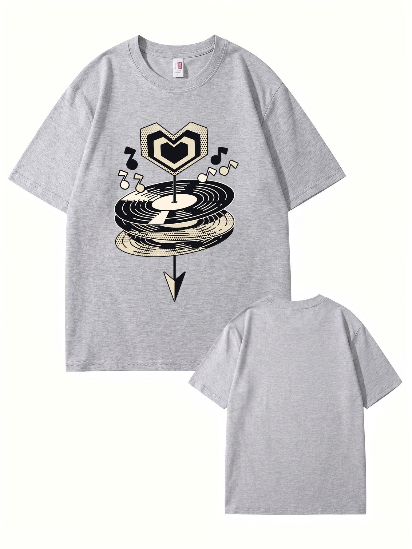 Heart Vinyl Record Music Graphic Print T-Shirt - Premium Cotton Tee