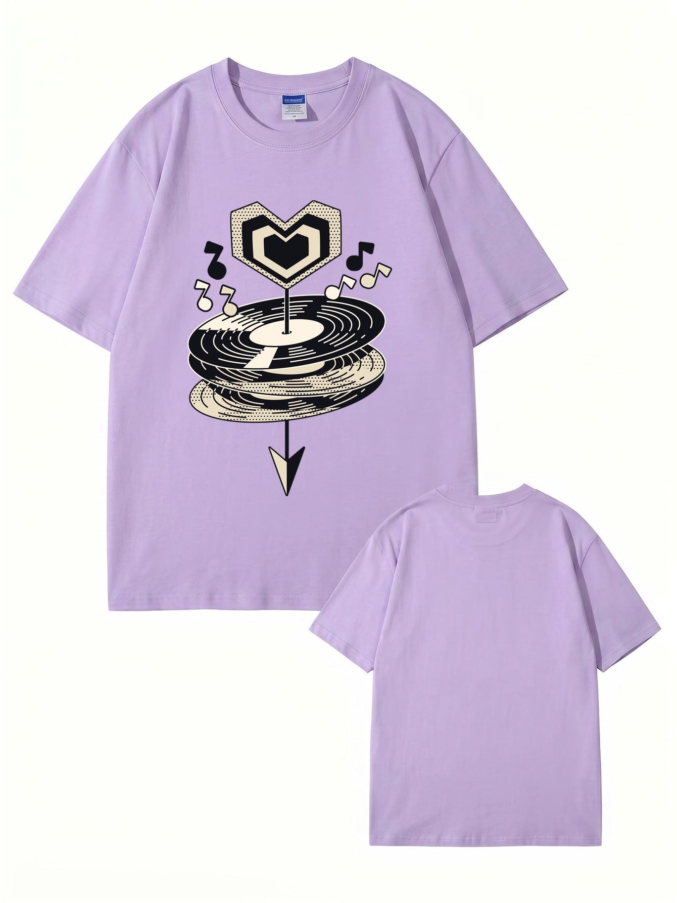 Heart Vinyl Record Music Graphic Print T-Shirt - Premium Cotton Tee