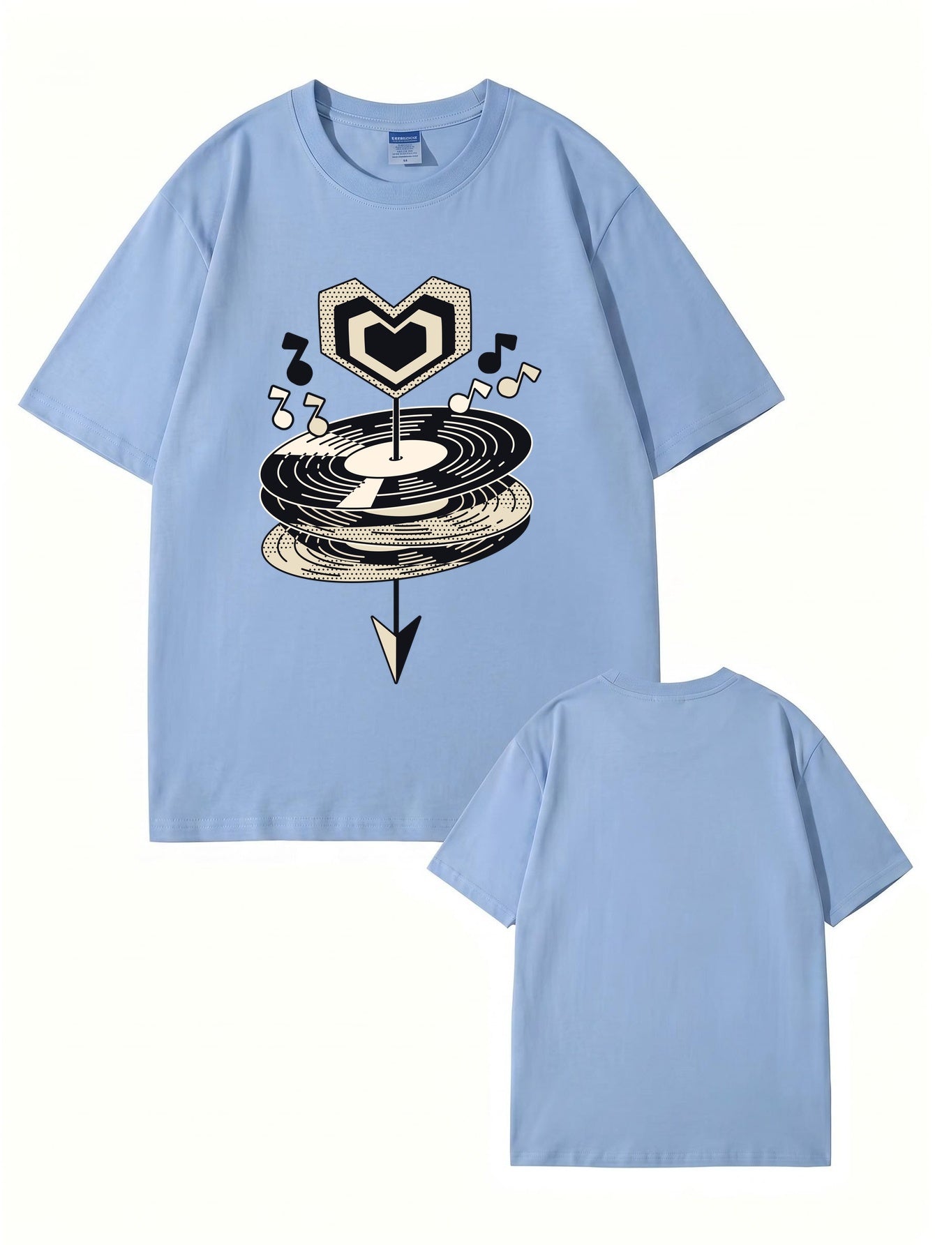 Heart Vinyl Record Music Graphic Print T-Shirt - Premium Cotton Tee