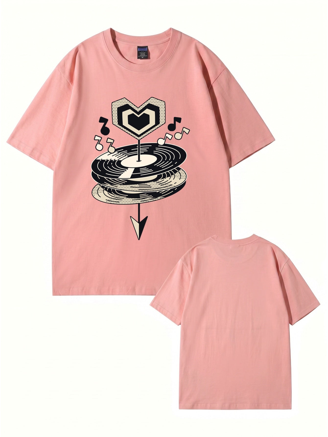Heart Vinyl Record Music Graphic Print T-Shirt - Premium Cotton Tee