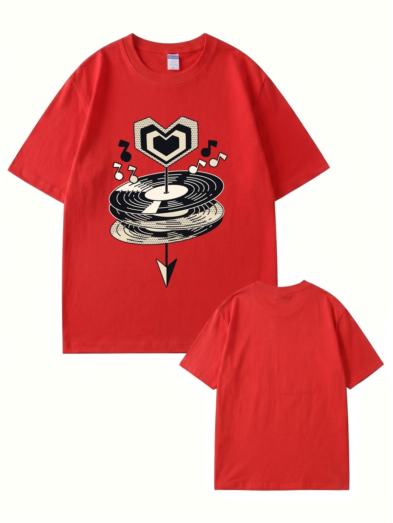 Heart Vinyl Record Music Graphic Print T-Shirt - Premium Cotton Tee