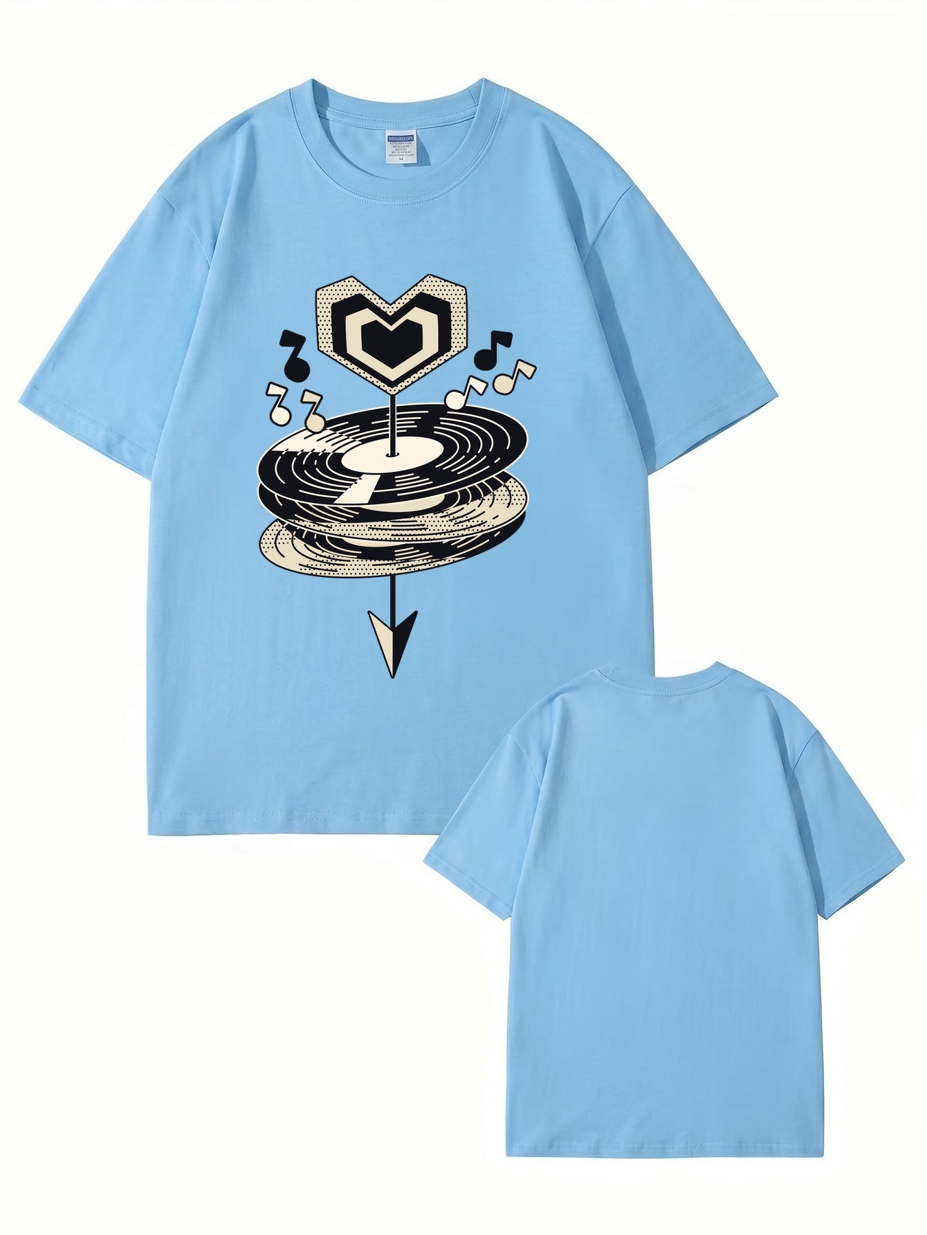 Heart Vinyl Record Music Graphic Print T-Shirt - Premium Cotton Tee