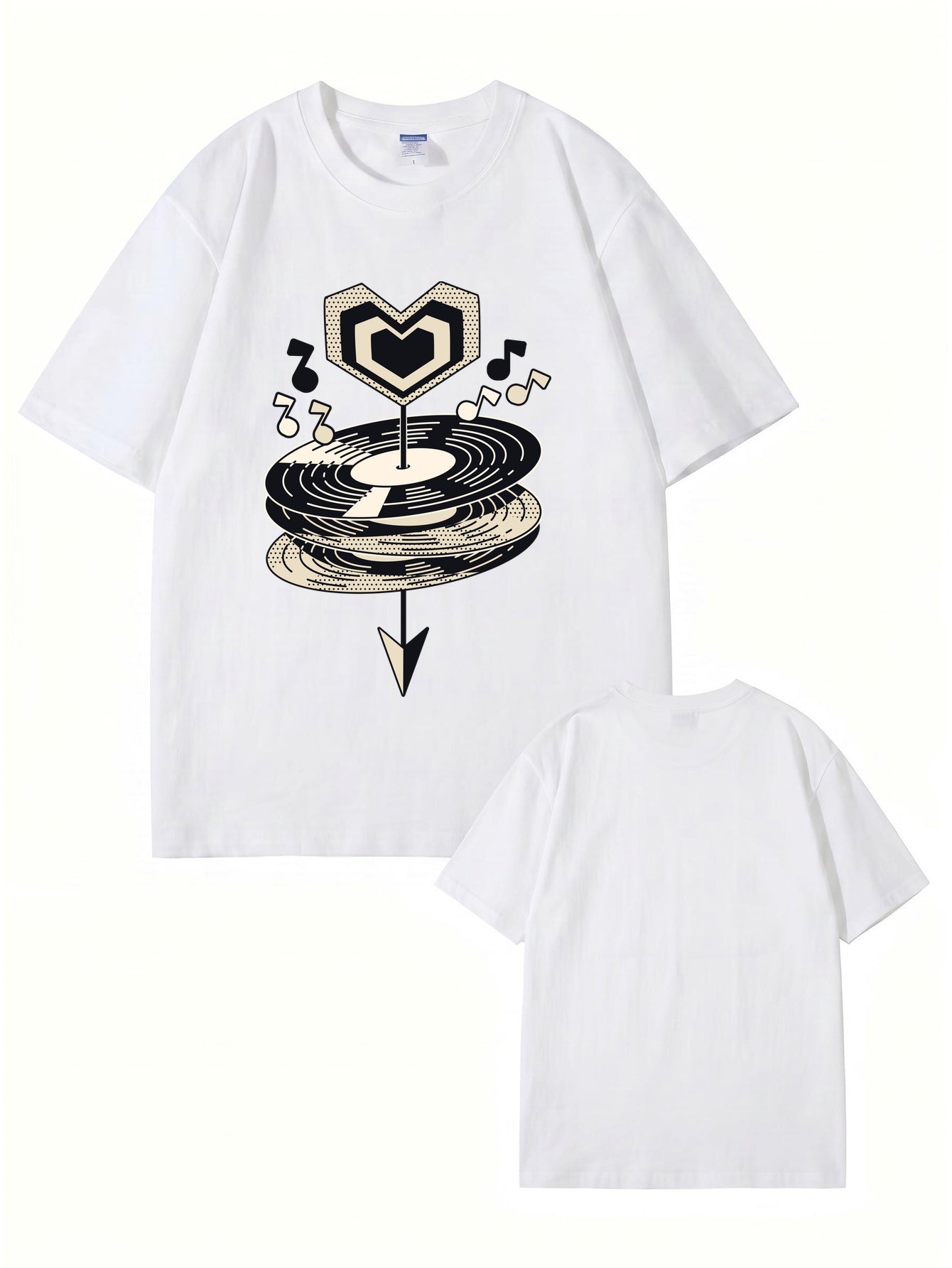 Heart Vinyl Record Music Graphic Print T-Shirt - Premium Cotton Tee