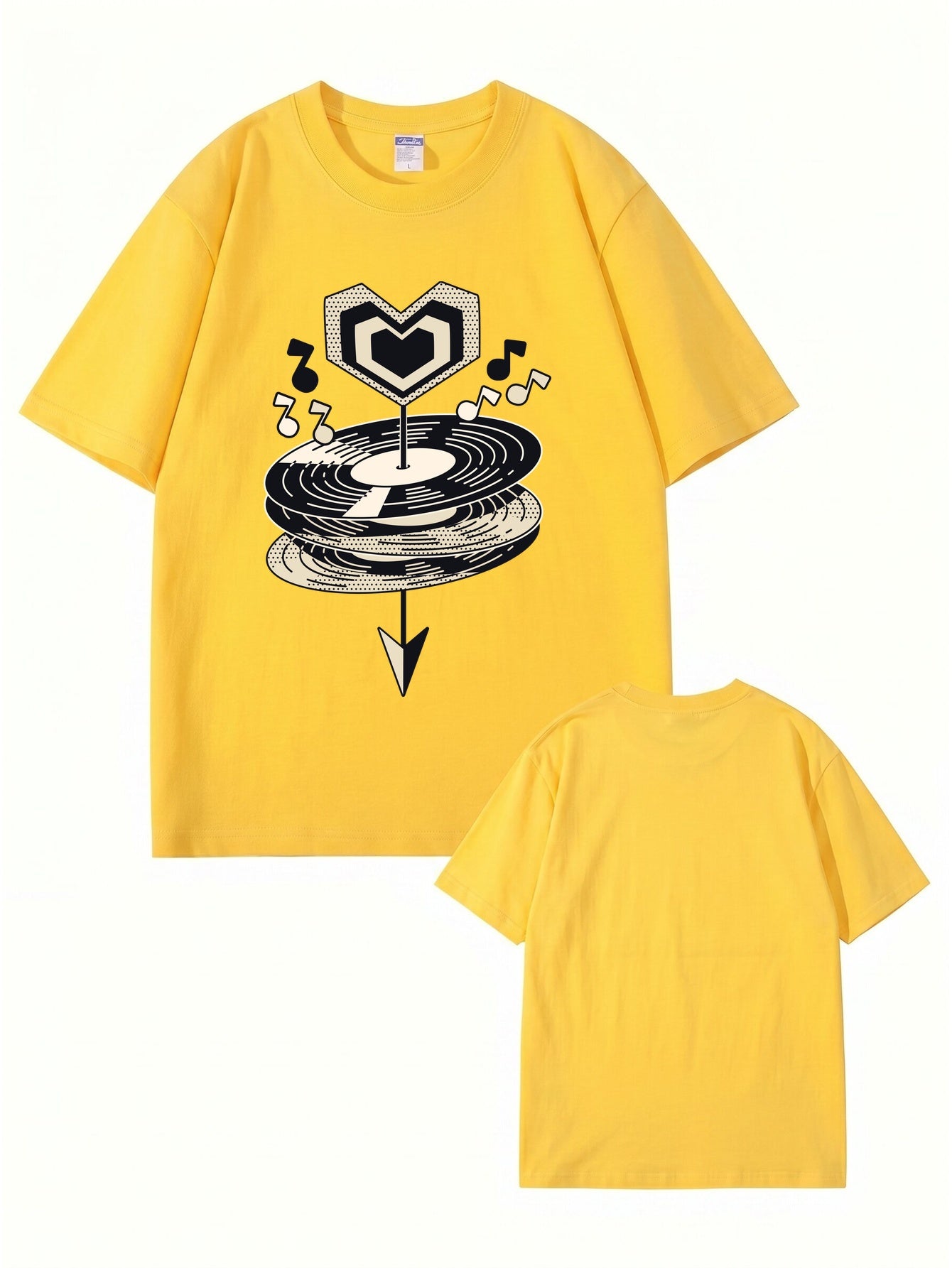 Heart Vinyl Record Music Graphic Print T-Shirt - Premium Cotton Tee