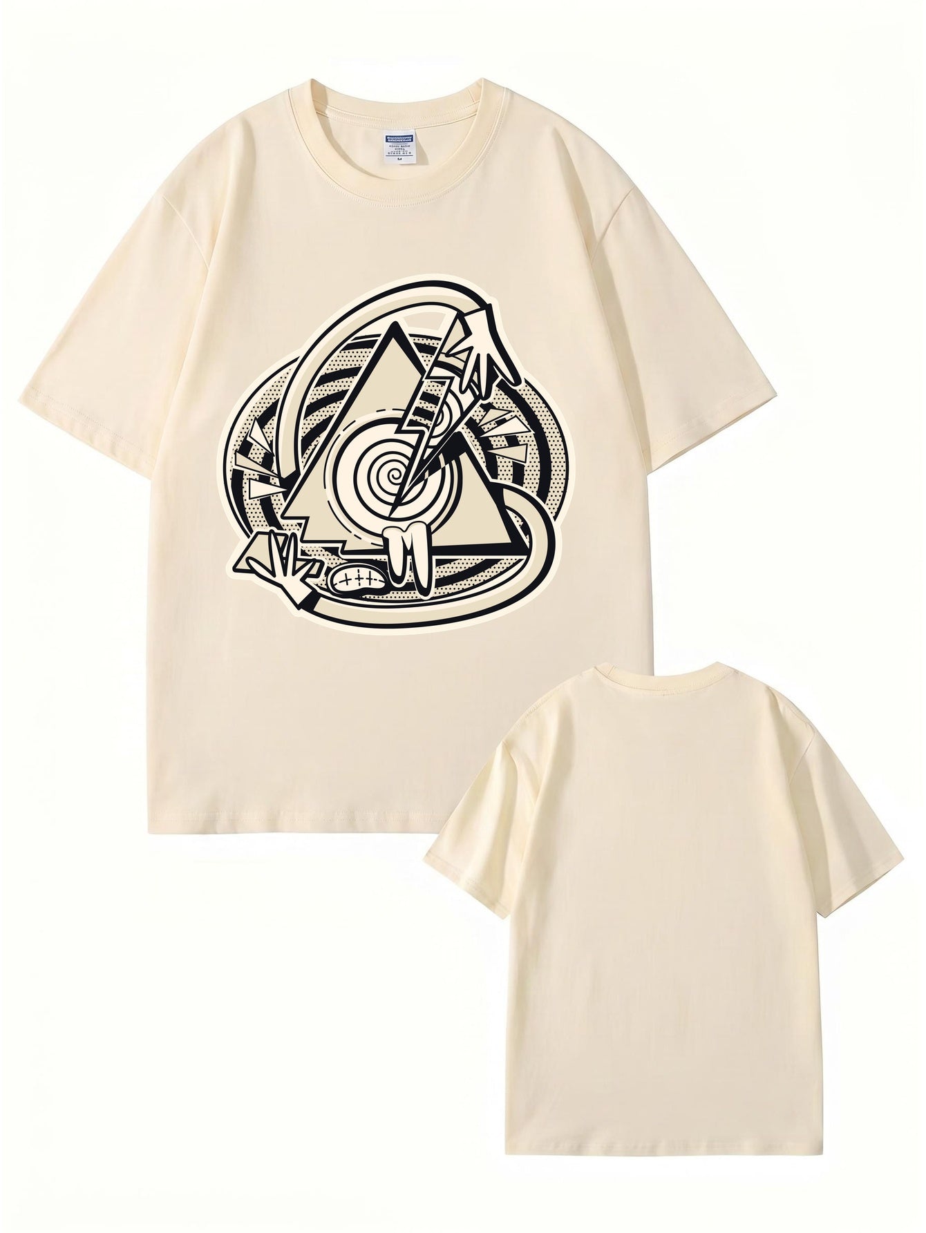 Abstract Geometric Triangle Graphic Print Cotton T-Shirt