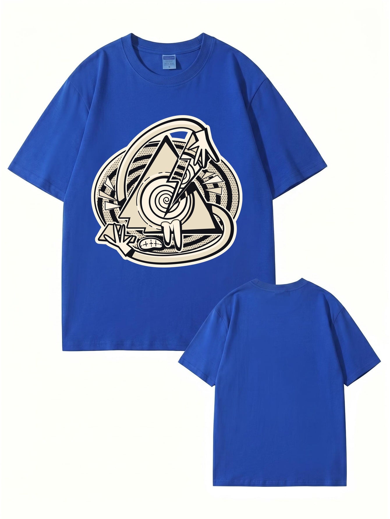 Abstract Geometric Triangle Graphic Print Cotton T-Shirt