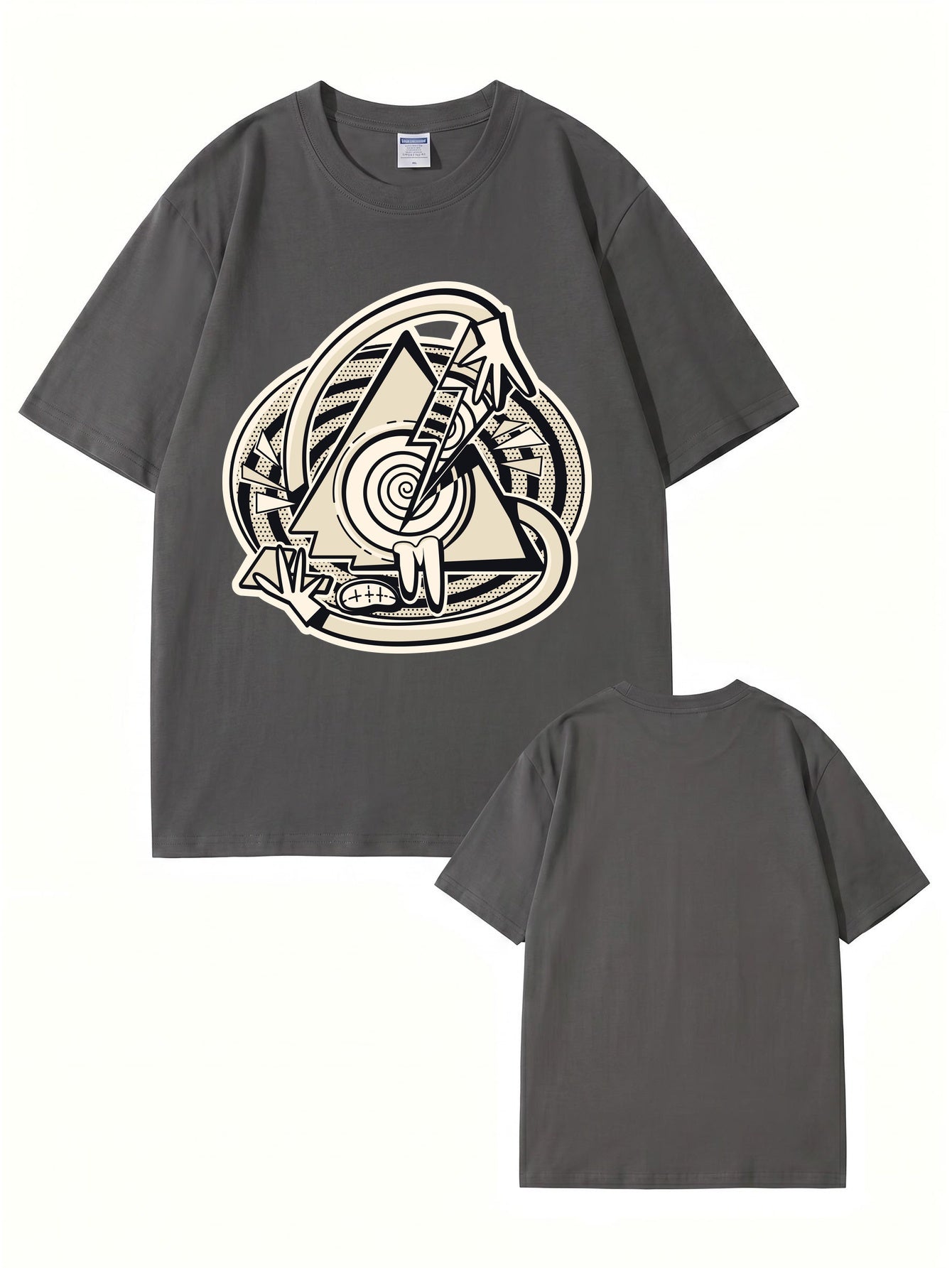 Abstract Geometric Triangle Graphic Print Cotton T-Shirt