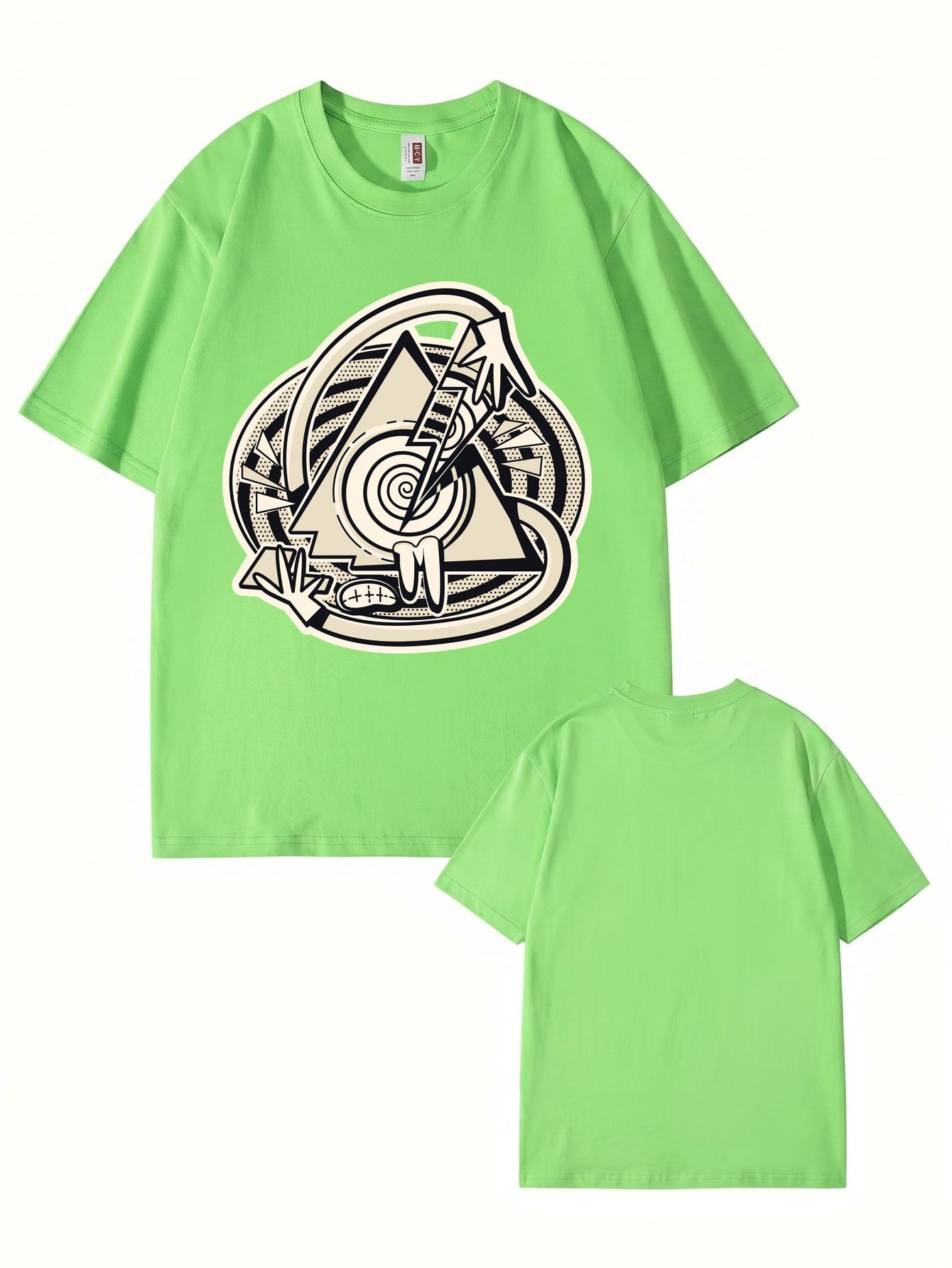 Abstract Geometric Triangle Graphic Print Cotton T-Shirt
