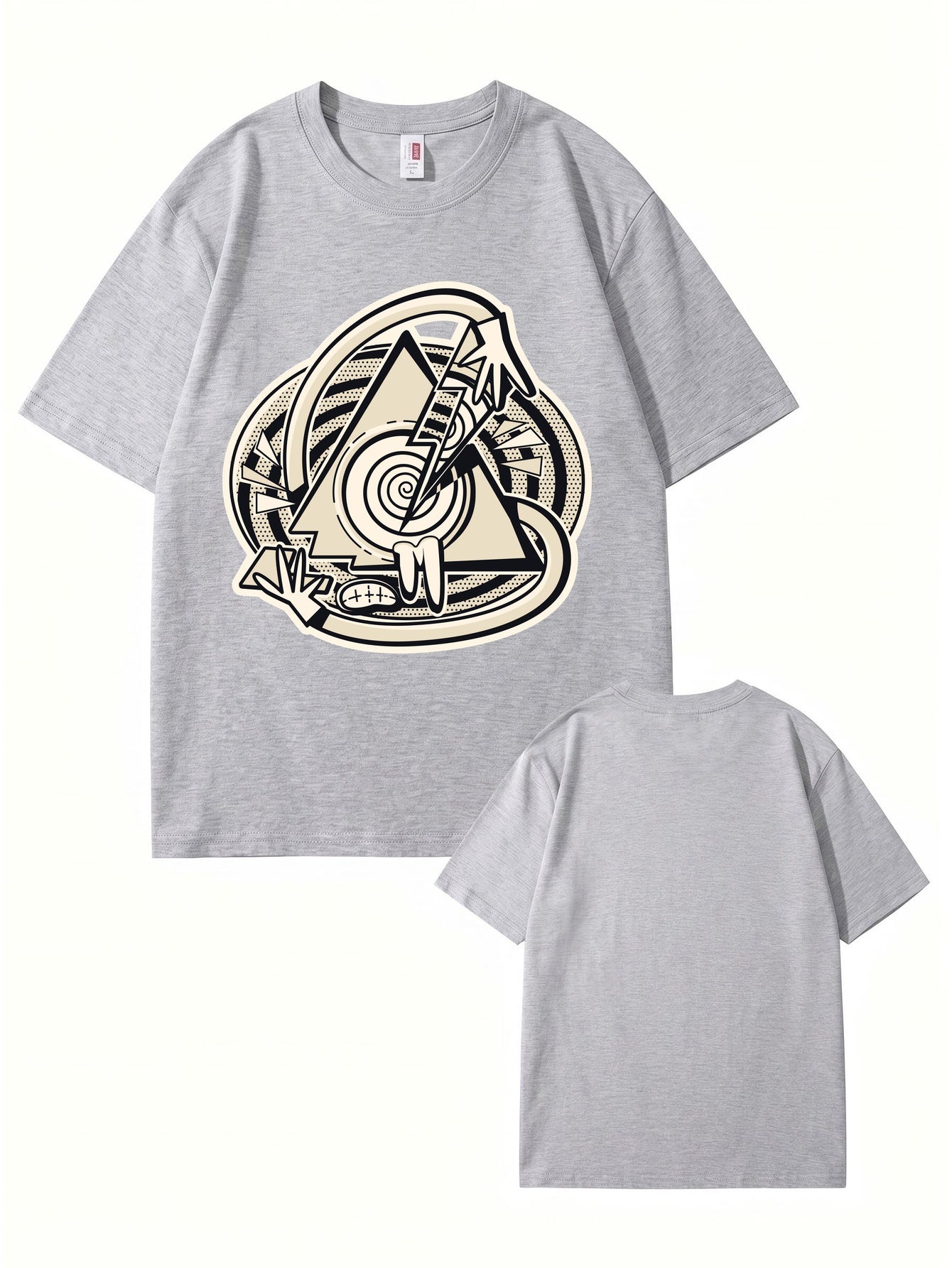 Abstract Geometric Triangle Graphic Print Cotton T-Shirt