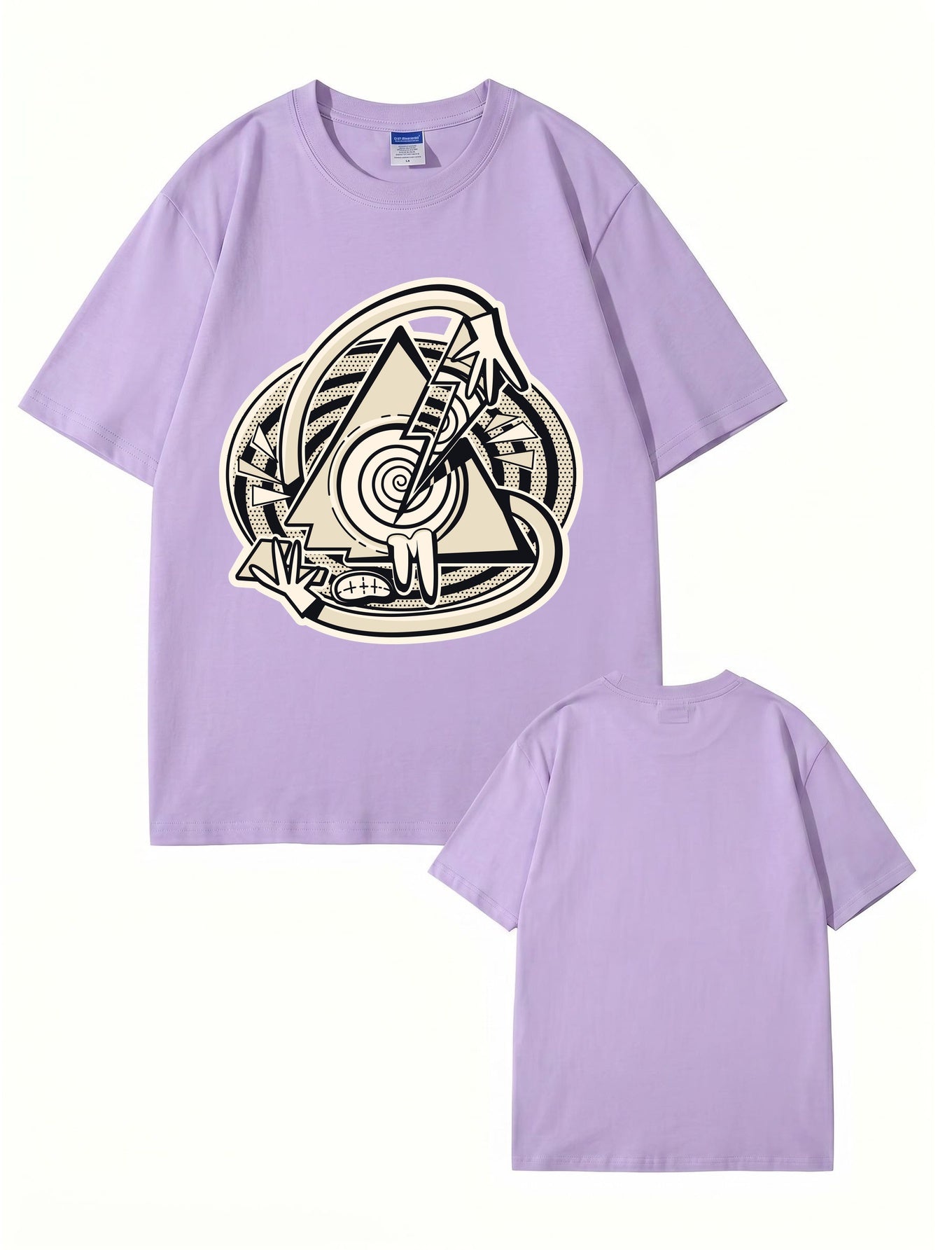 Abstract Geometric Triangle Graphic Print Cotton T-Shirt