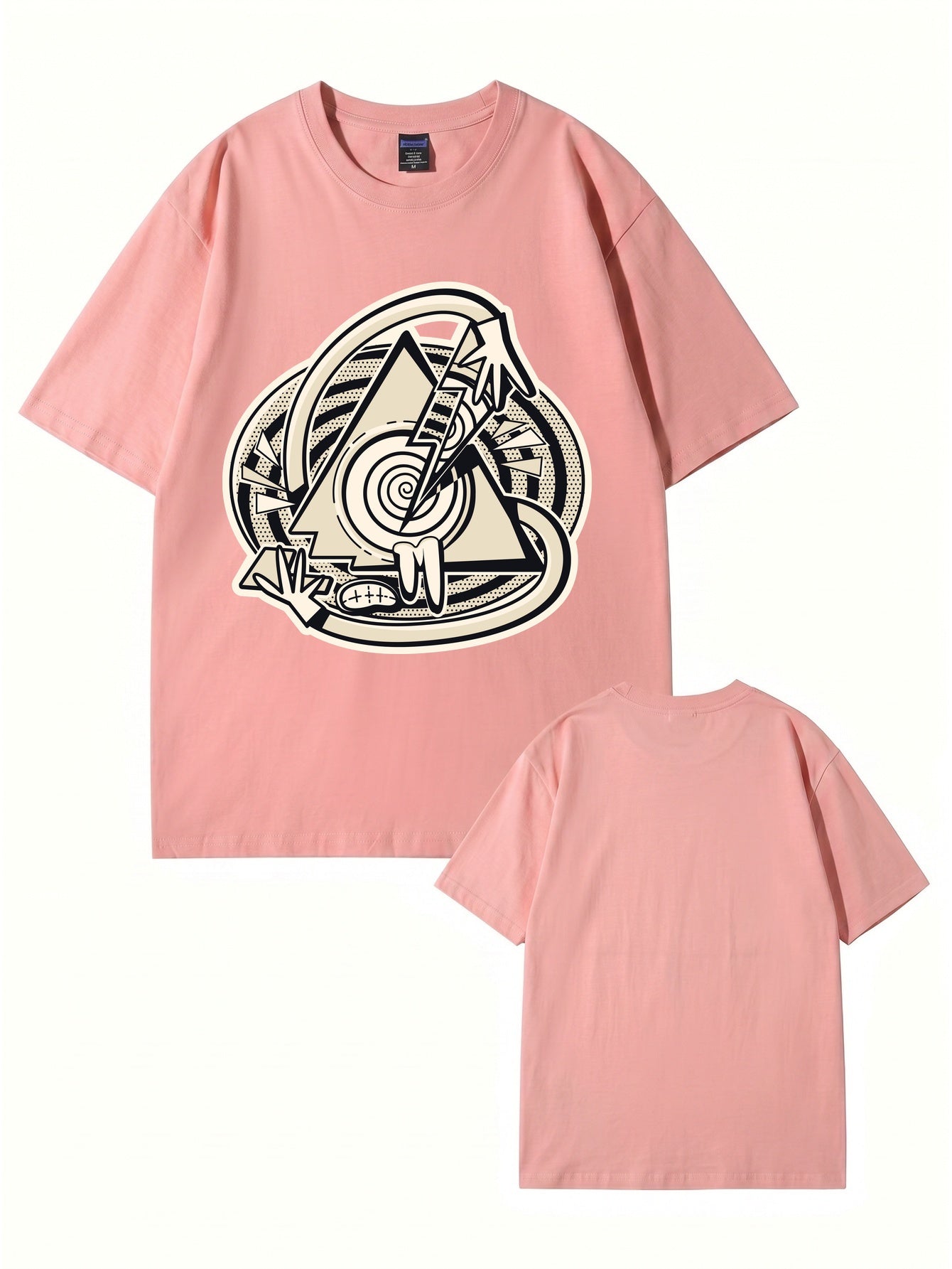 Abstract Geometric Triangle Graphic Print Cotton T-Shirt