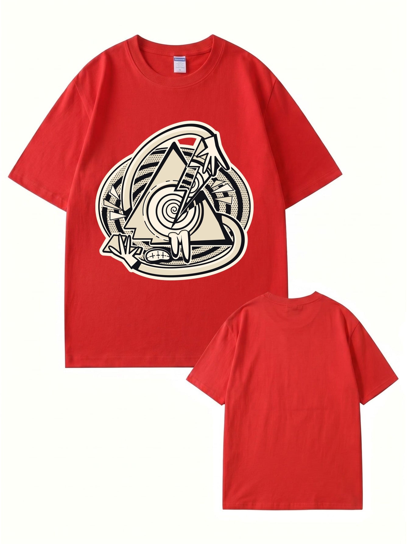 Abstract Geometric Triangle Graphic Print Cotton T-Shirt