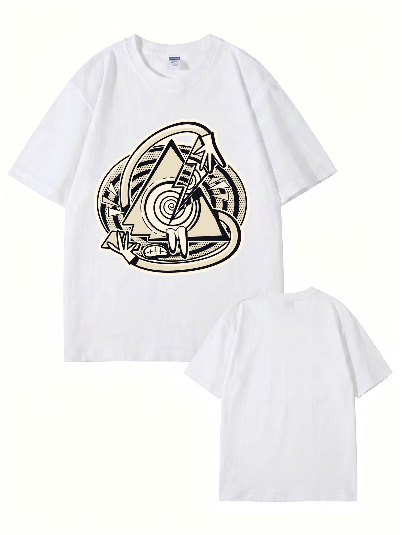 Abstract Geometric Triangle Graphic Print Cotton T-Shirt