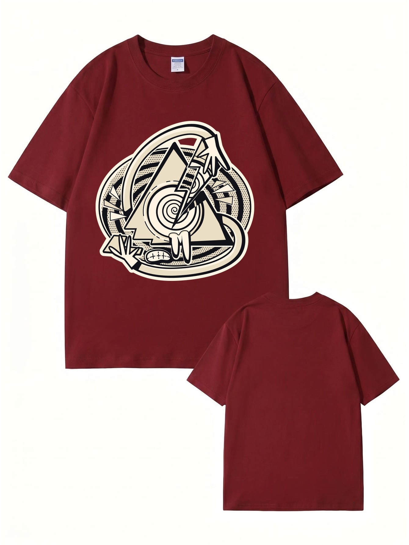 Abstract Geometric Triangle Graphic Print Cotton T-Shirt