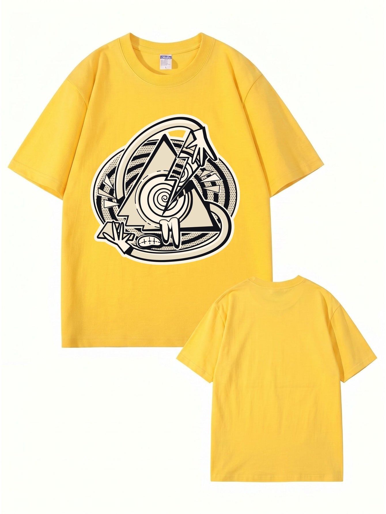 Abstract Geometric Triangle Graphic Print Cotton T-Shirt