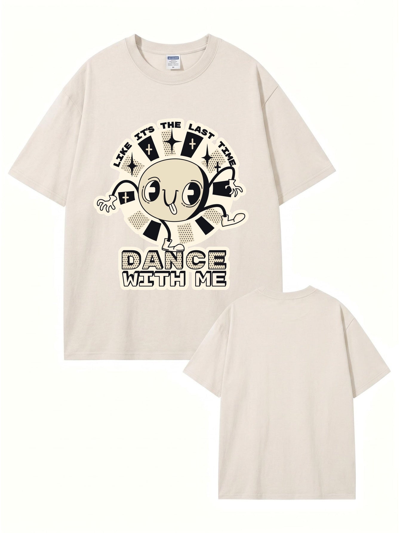 Vintage Washed Cotton Graphic T-Shirt - Dance With Me Print