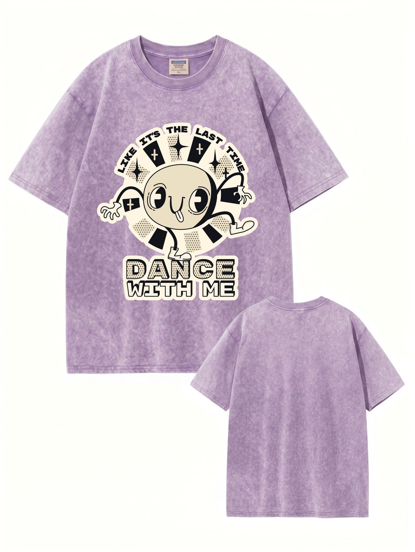 Vintage Washed Cotton Graphic T-Shirt - Dance With Me Print