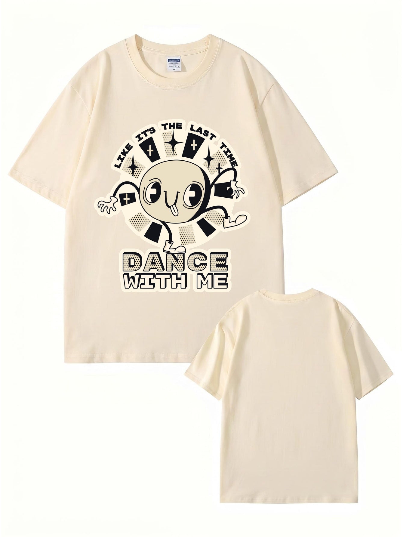 Like It's The Last Time Graphic Tee - Retro Cartoon Dance Print Cotton Shirt