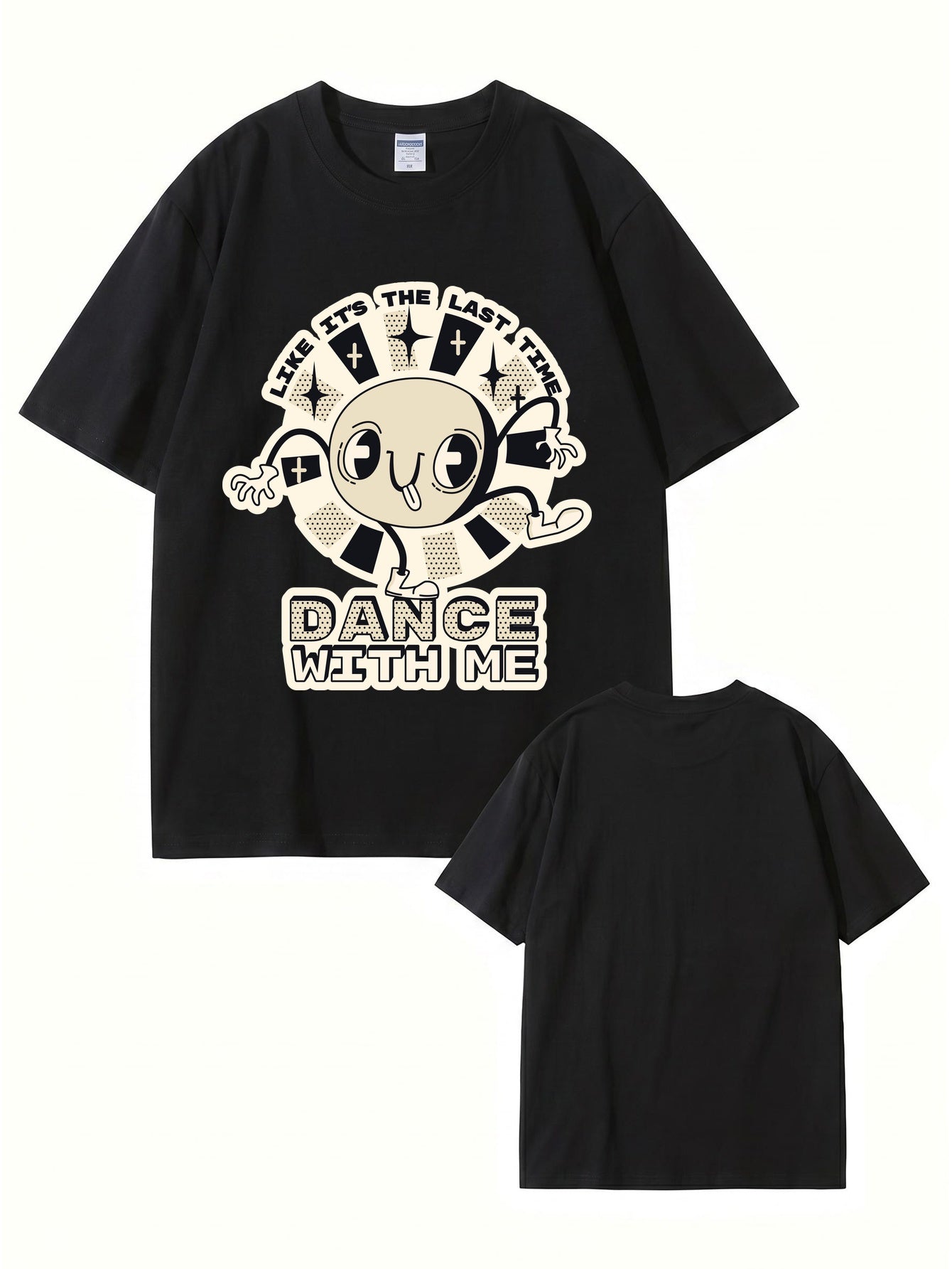 Like It's The Last Time Graphic Tee - Retro Cartoon Dance Print Cotton Shirt