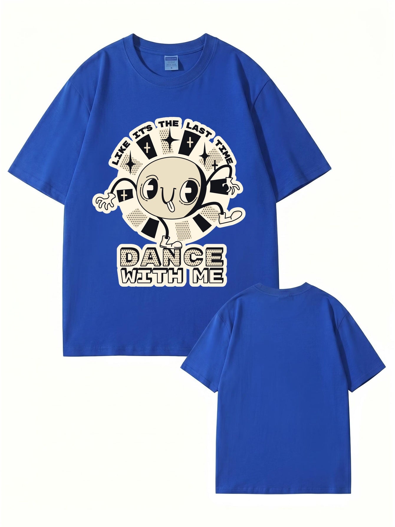 Like It's The Last Time Graphic Tee - Retro Cartoon Dance Print Cotton Shirt