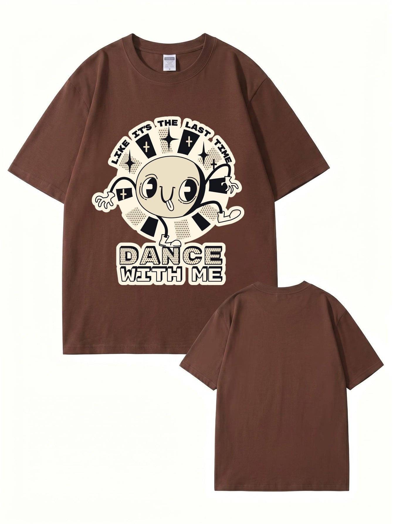 Like It's The Last Time Graphic Tee - Retro Cartoon Dance Print Cotton Shirt