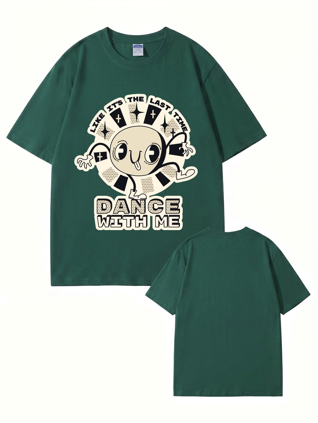 Like It's The Last Time Graphic Tee - Retro Cartoon Dance Print Cotton Shirt