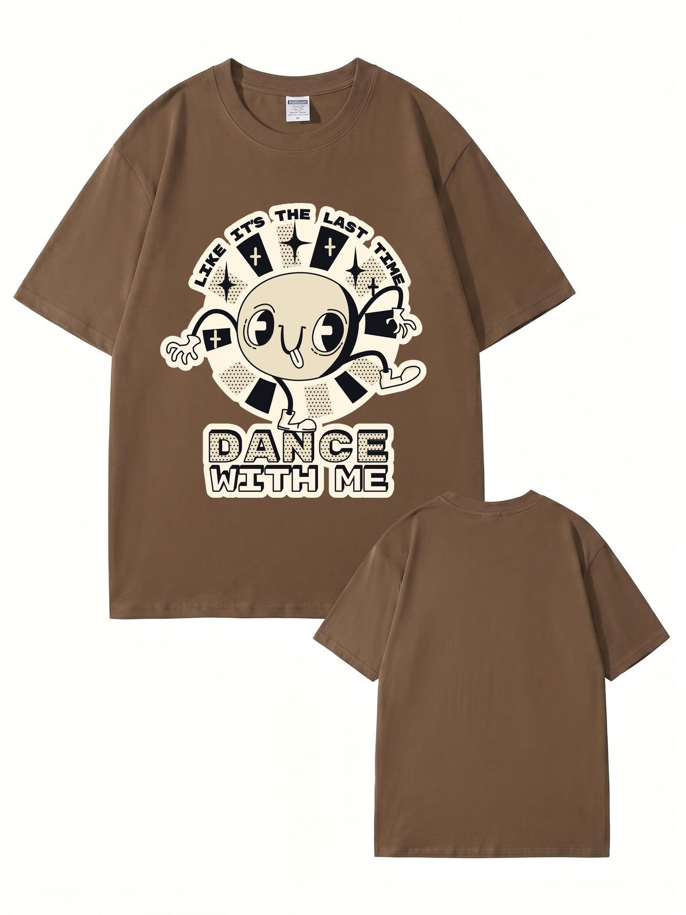 Like It's The Last Time Graphic Tee - Retro Cartoon Dance Print Cotton Shirt