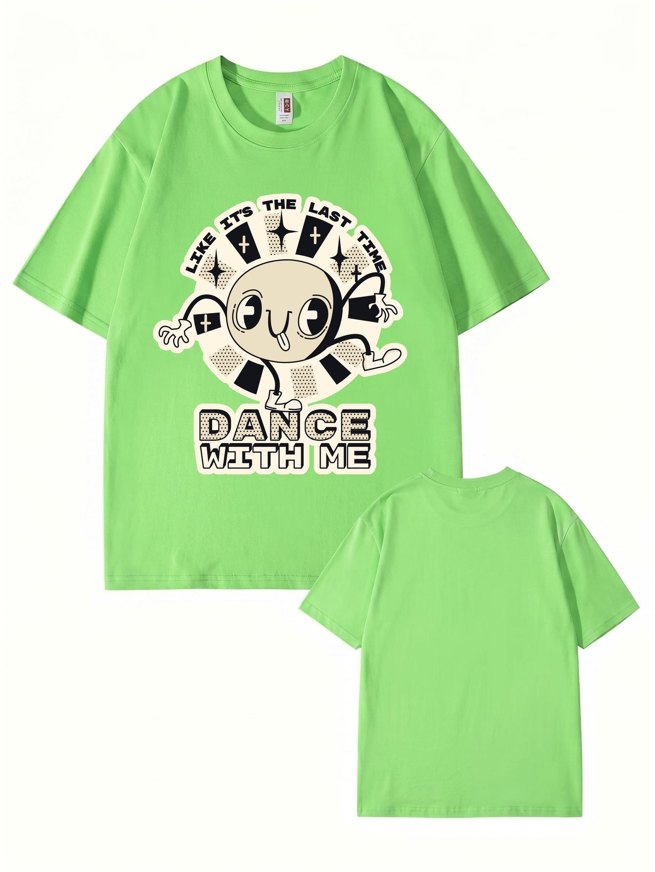 Like It's The Last Time Graphic Tee - Retro Cartoon Dance Print Cotton Shirt