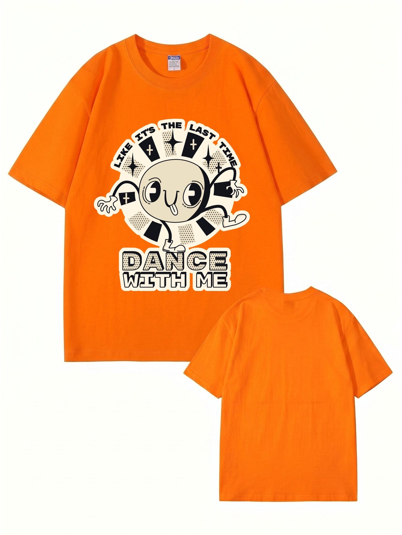 Like It's The Last Time Graphic Tee - Retro Cartoon Dance Print Cotton Shirt