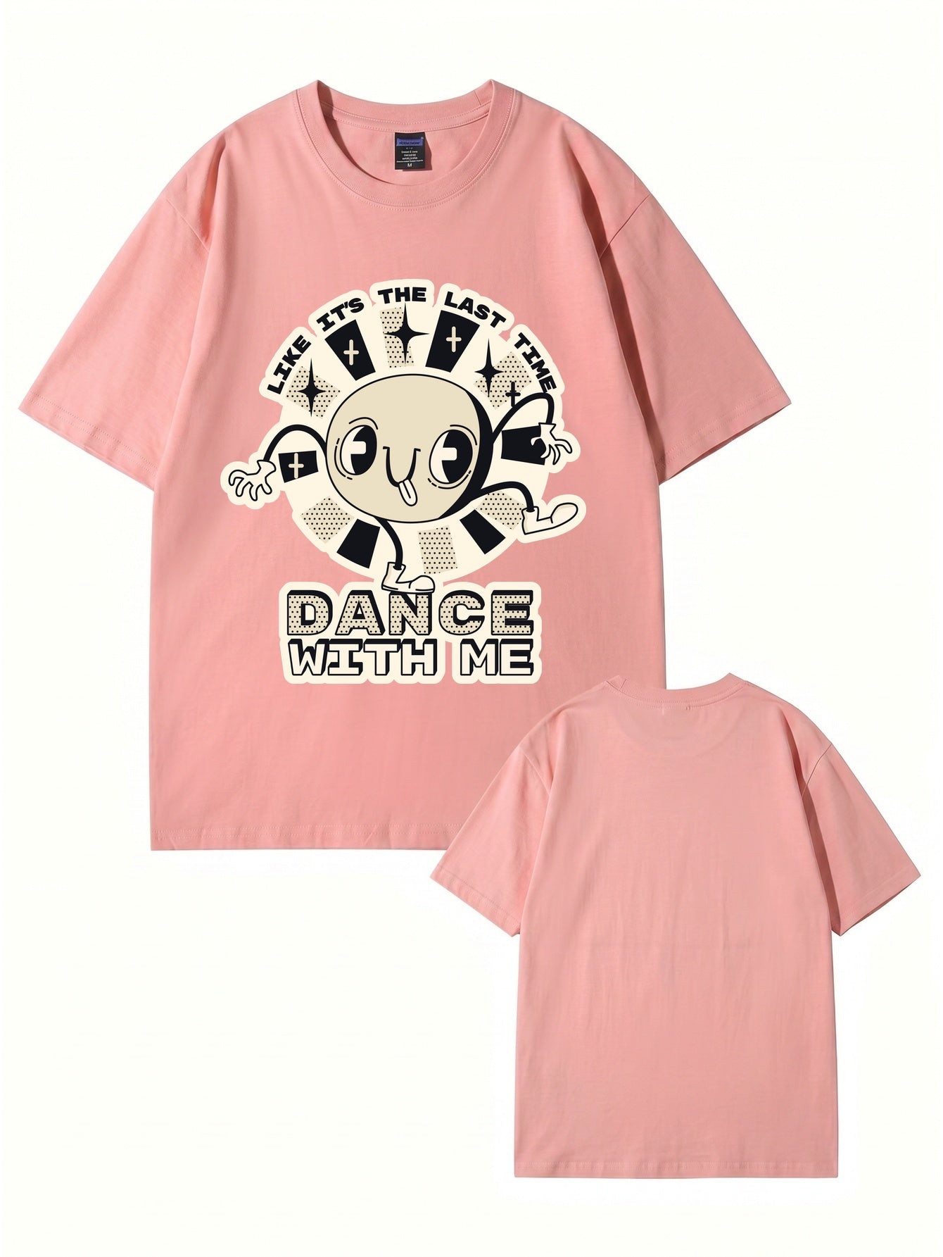Like It's The Last Time Graphic Tee - Retro Cartoon Dance Print Cotton Shirt